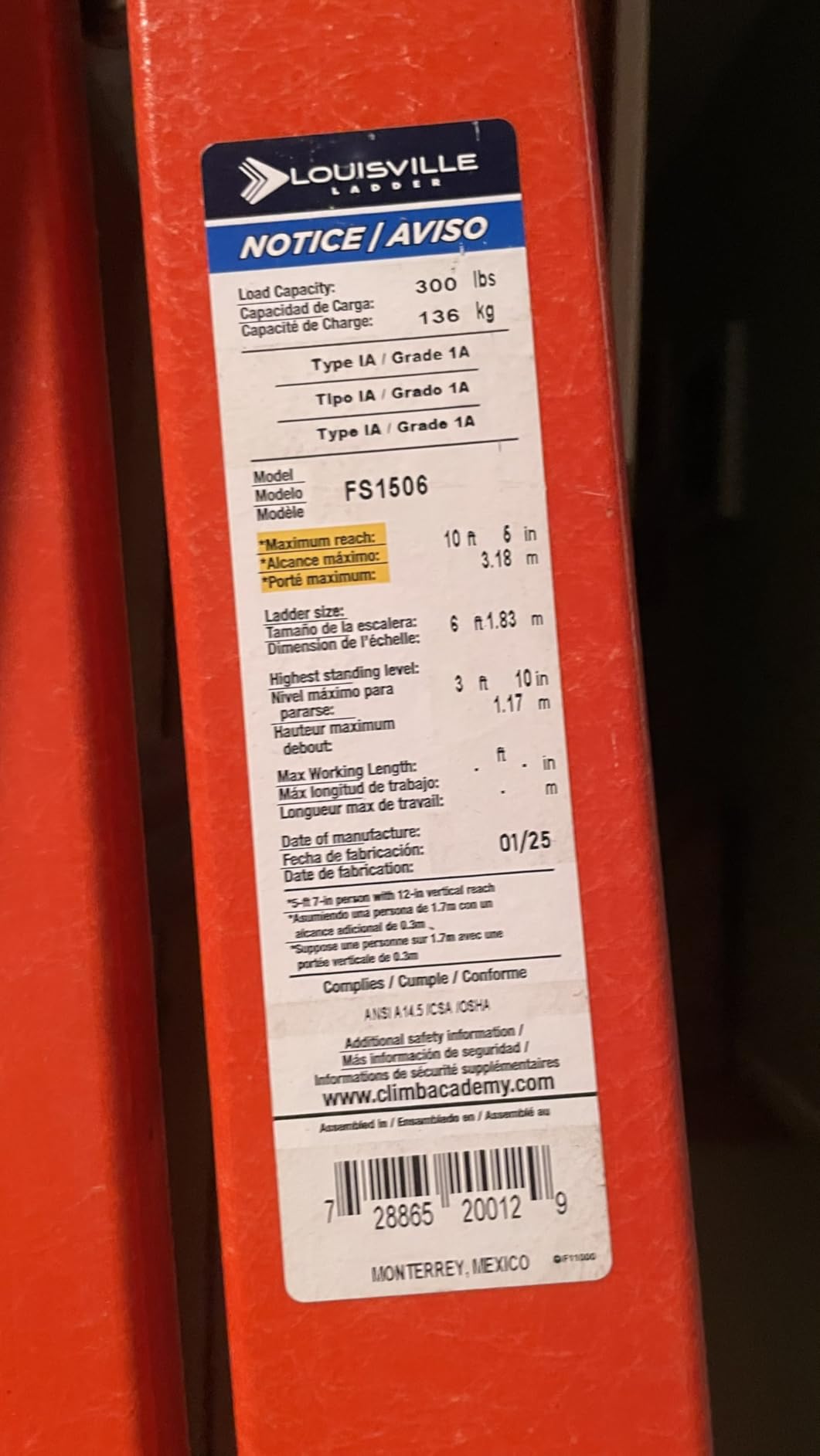 Louisville Ladder 6 ft Fiberglass Step Ladder, FS1506, Type IA, 300 lbs customer photo 2