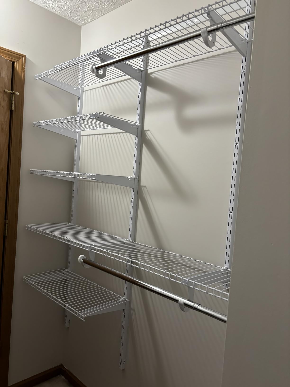 Rubbermaid Configurations Deluxe Custom Closet Kit 3-6 Ft. Adjustable Metal Wire Shelving White Finish Expandable Organization System Hardware Included for Home Closet/Pantry/Laundry/Mudroom customer photo 1