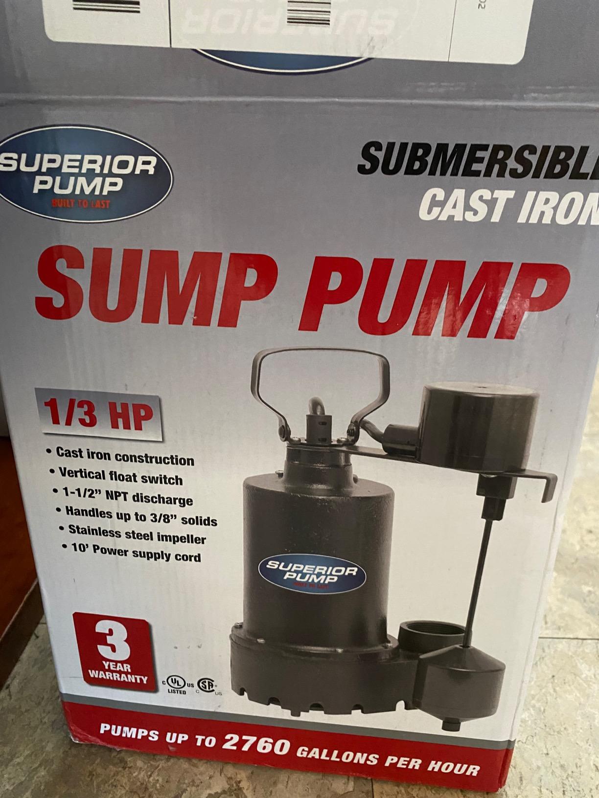 Superior Pump 92341 1/3 HP Cast Iron Submersible Sump Pump with Vertical Float Switch customer photo 2