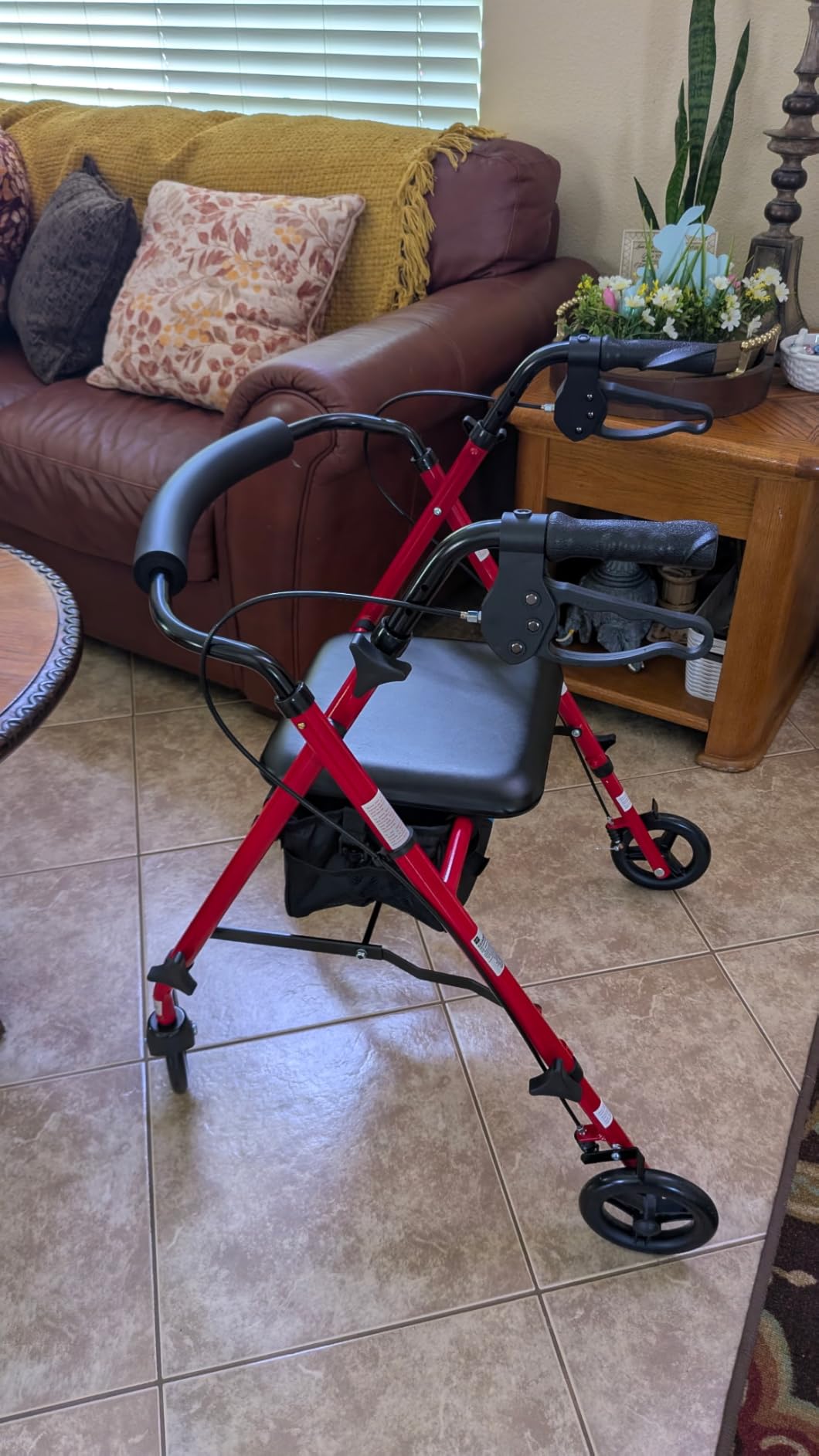 Medline Rolling Walker, Burgundy, 250 lb Weight Capacity, 6 in Wheels customer photo 2