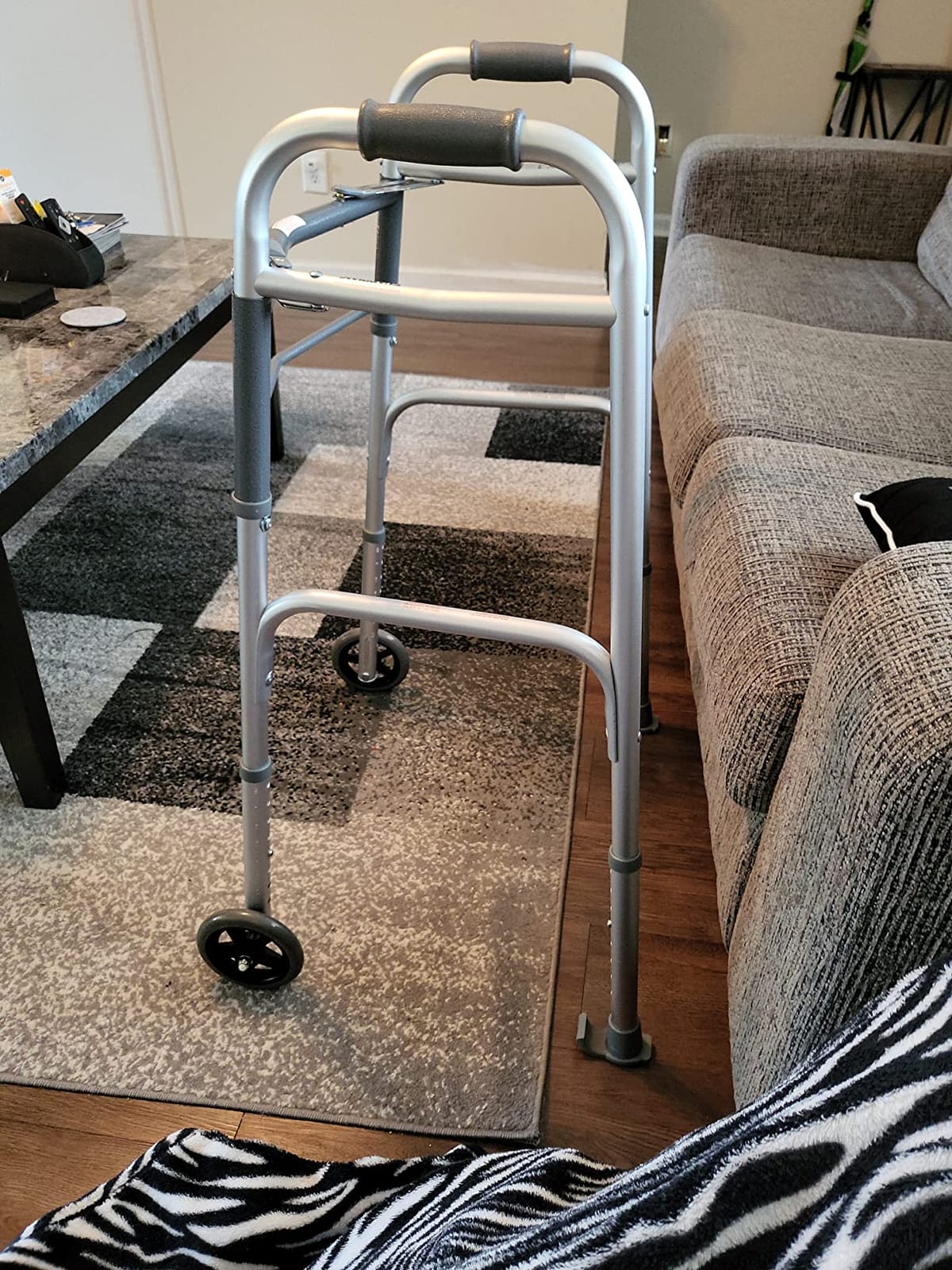 Medline Lightweight Two Button Folding Walker with 5
