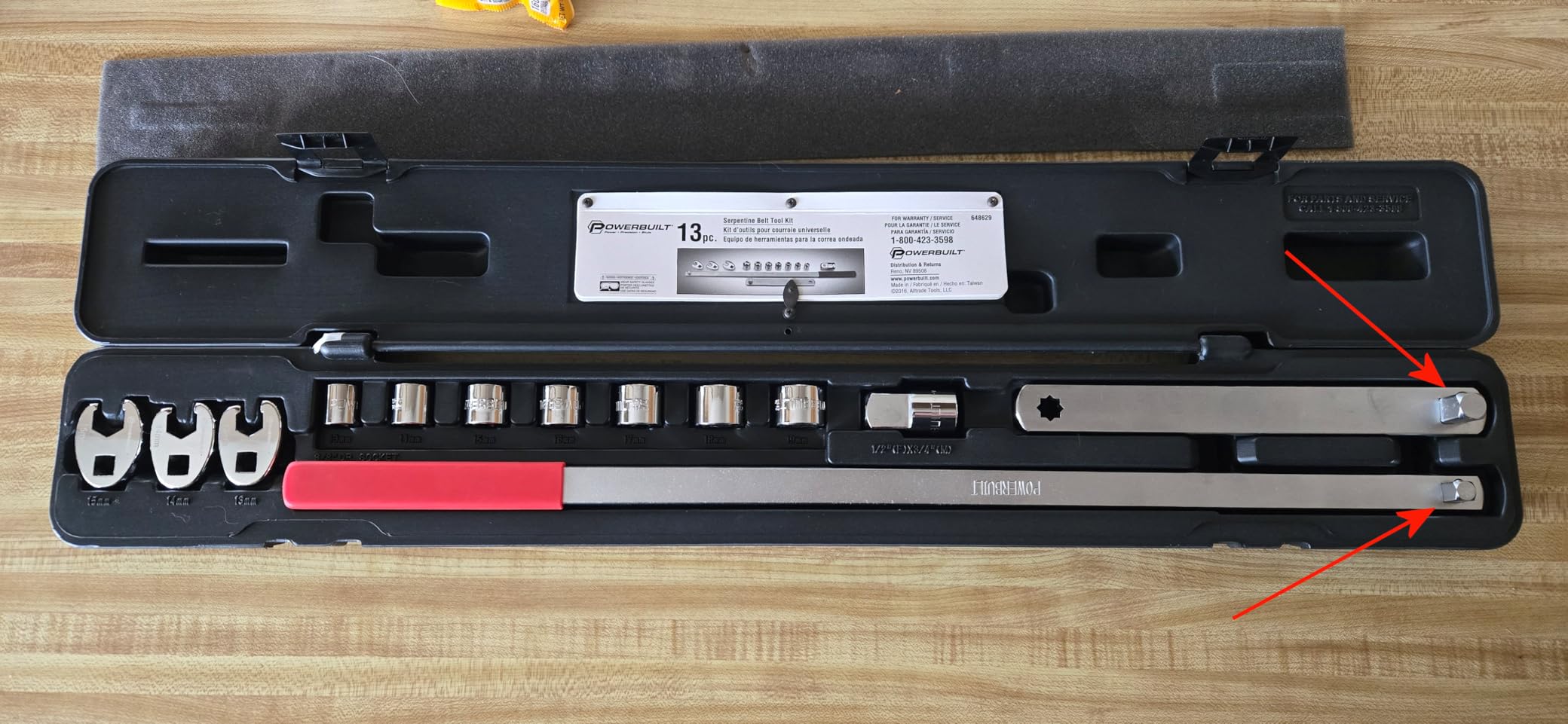 Powerbuilt Serpentine Belt Tool Set, Remove and Install Car Vehicle Serpentine Belts, for Spring-Loaded, Accessories and Storage Case Included - 648629,Silver customer photo 1