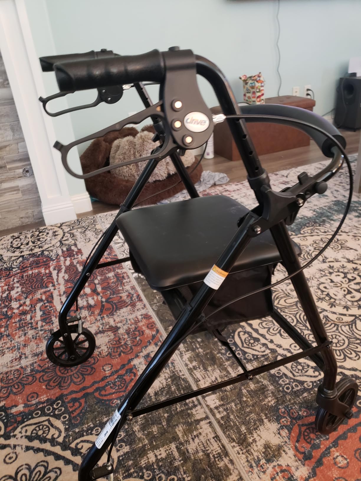 Drive Medical Aluminum Rollator Walker, Padded Seat, 6-Inch Wheels, Blue customer photo 1