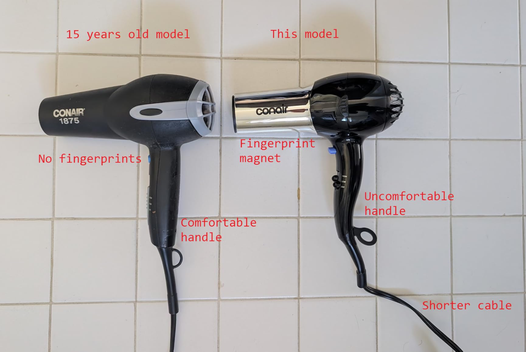 Conair Ionic Hair Dryer with Concentrator Attachment, 1875W, Full Size customer photo 2