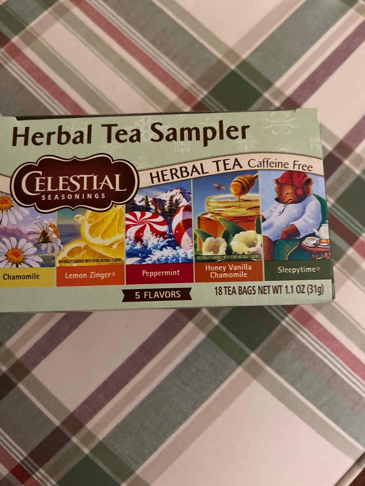 Celestial Seasonings Herbal Tea Sampler Variety Pack, Caffeine Free, 18 Tea Bags Box customer photo 1