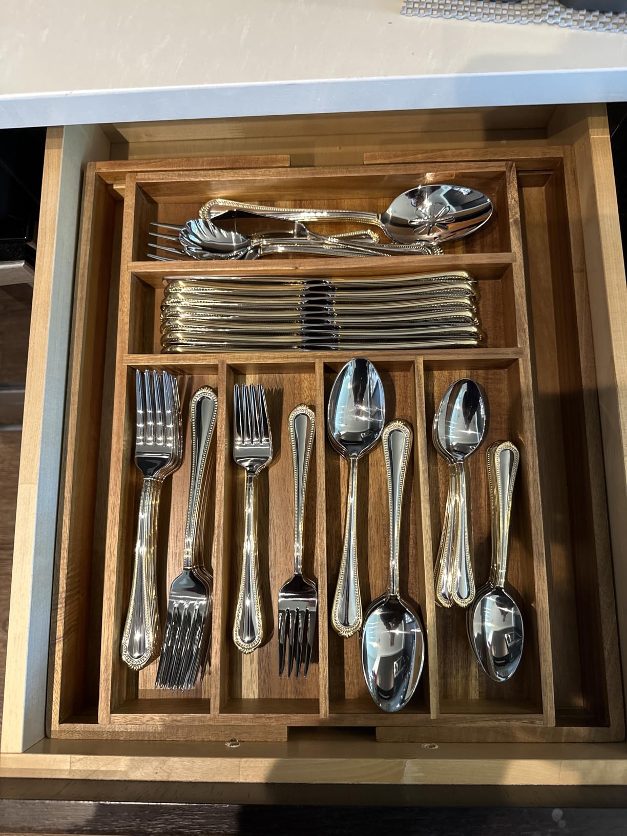 Mikasa Regent Bead 65-Piece Flatware Set for 12, 18/10 Stainless Steel Silverware with Beaded Teardrop Handles, Includes Serving Utensils, Dishwasher Safe customer photo 2