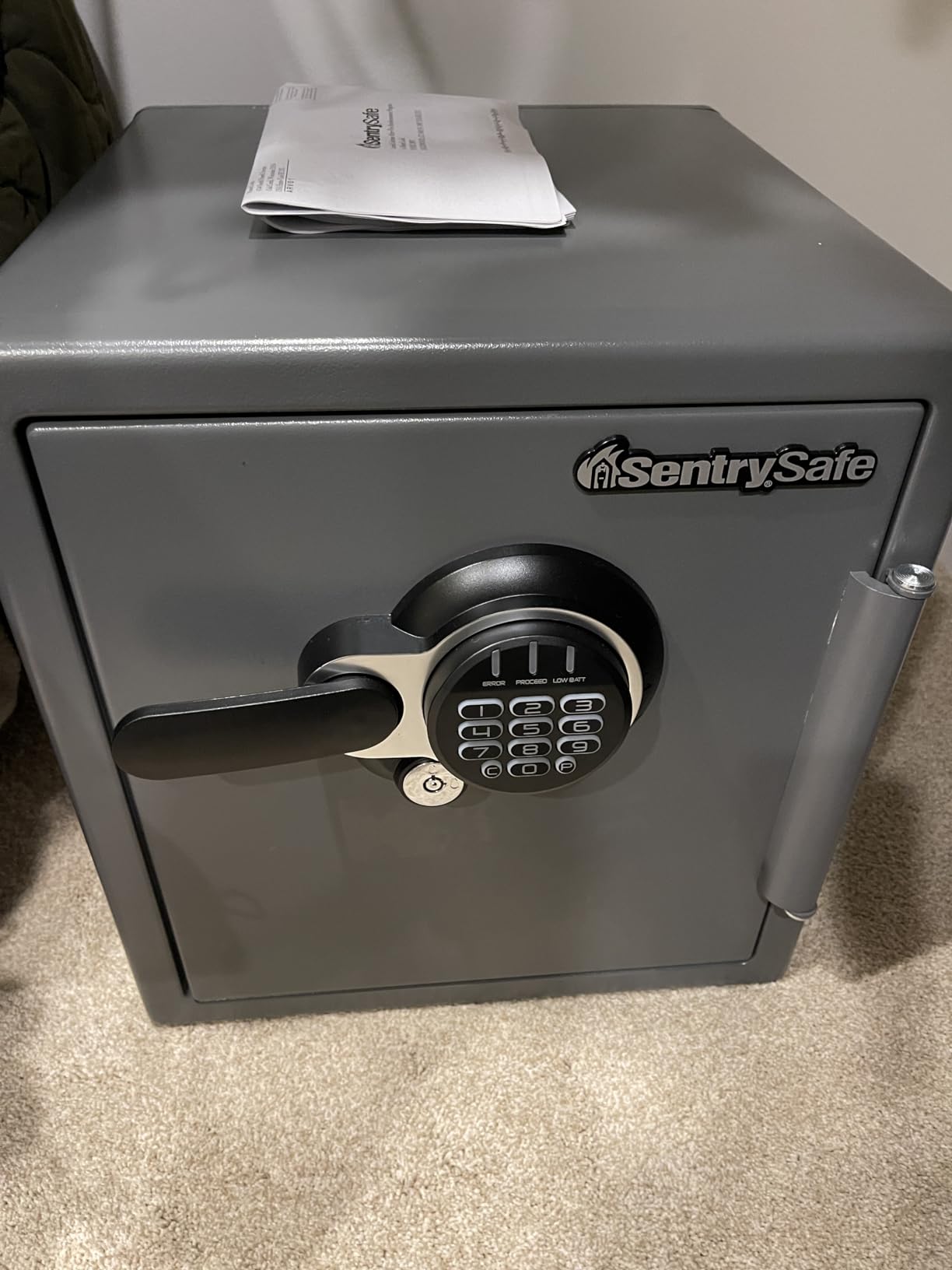 SentrySafe Waterproof and Fireproof Alloy Steel Digital Safe Box for Home with Code Button Keypad, 1.23 Cubic Feet, 17.8 x 16.3 x 19.3 Inches (exterior), SFW123GDC customer photo 2