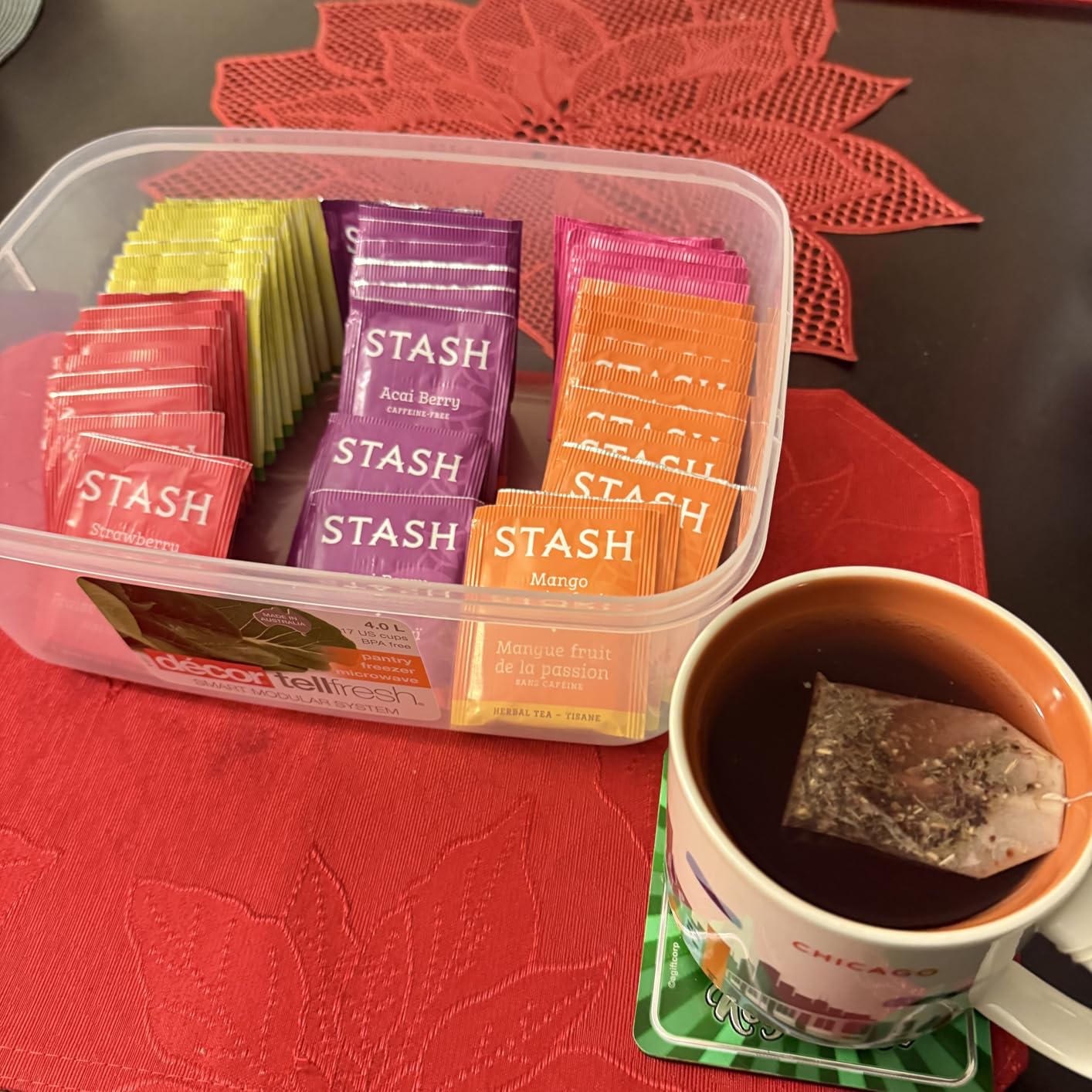 Stash Tea Fruity Herbal Tea 6 Flavor Tea Sampler, 6 boxes With 18-20 Tea Bags Each customer photo 1