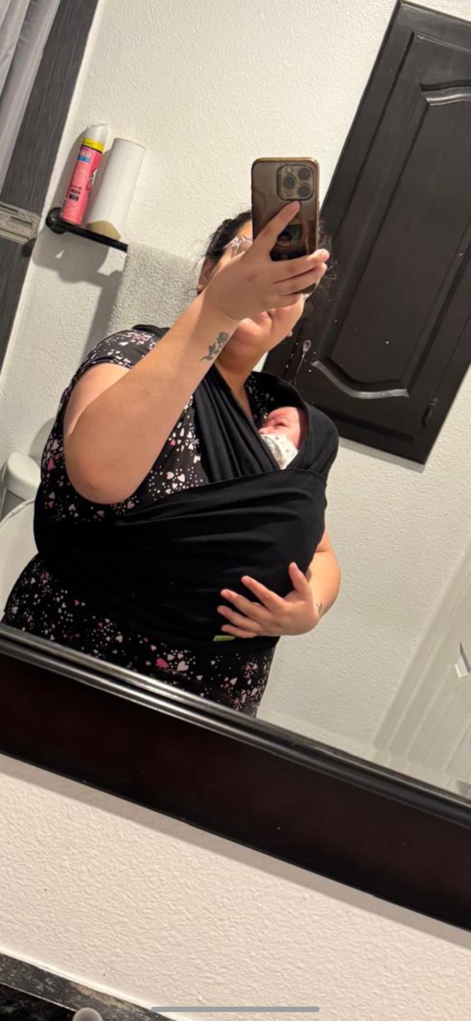 Boba Baby Wrap Carrier - Stretch Cotton Newborn Sling, Black customer photo 2