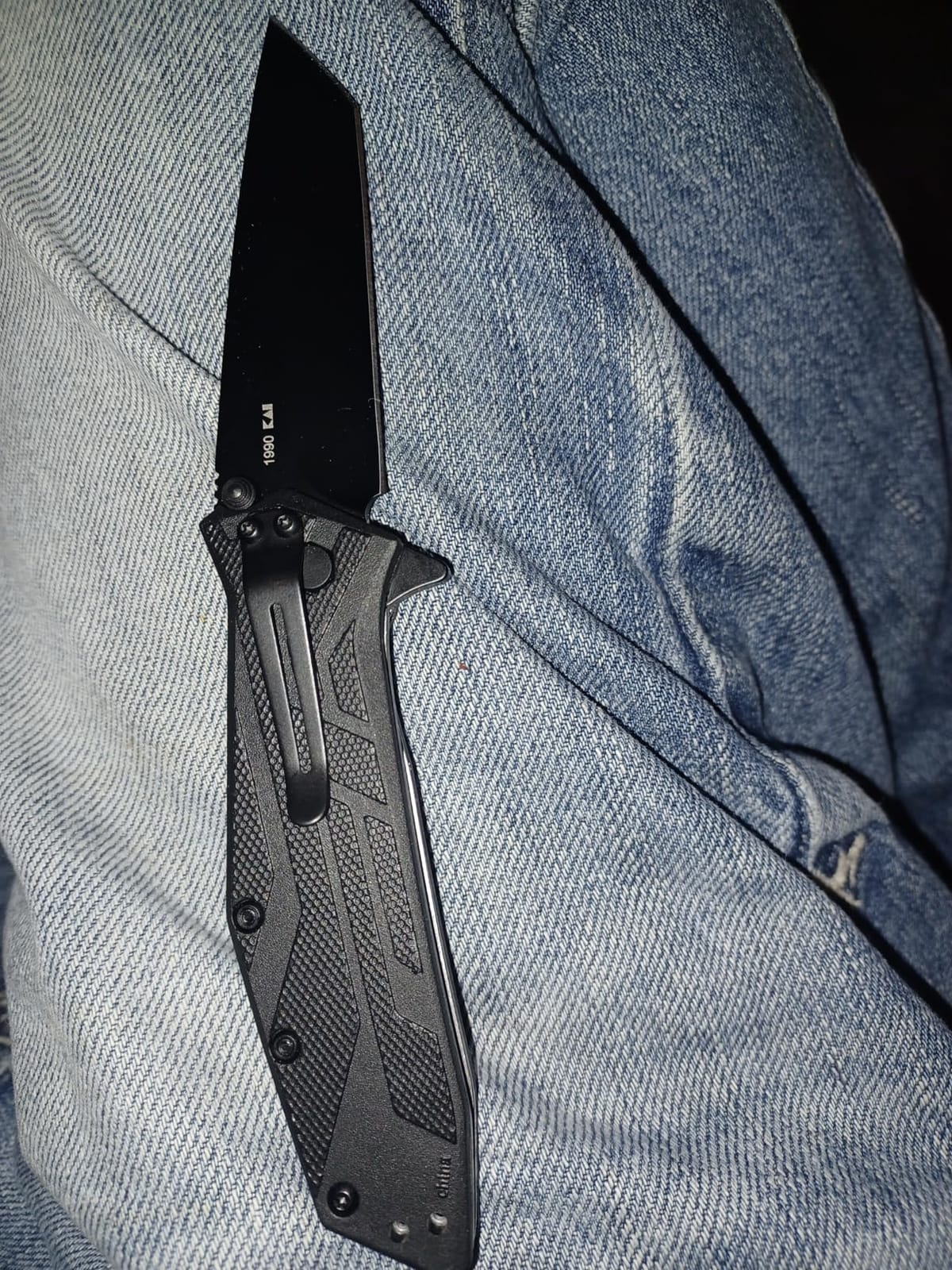 Kershaw Brawler Pocket Knife, All-Black, 3 Inch Tanto Blade customer photo 2