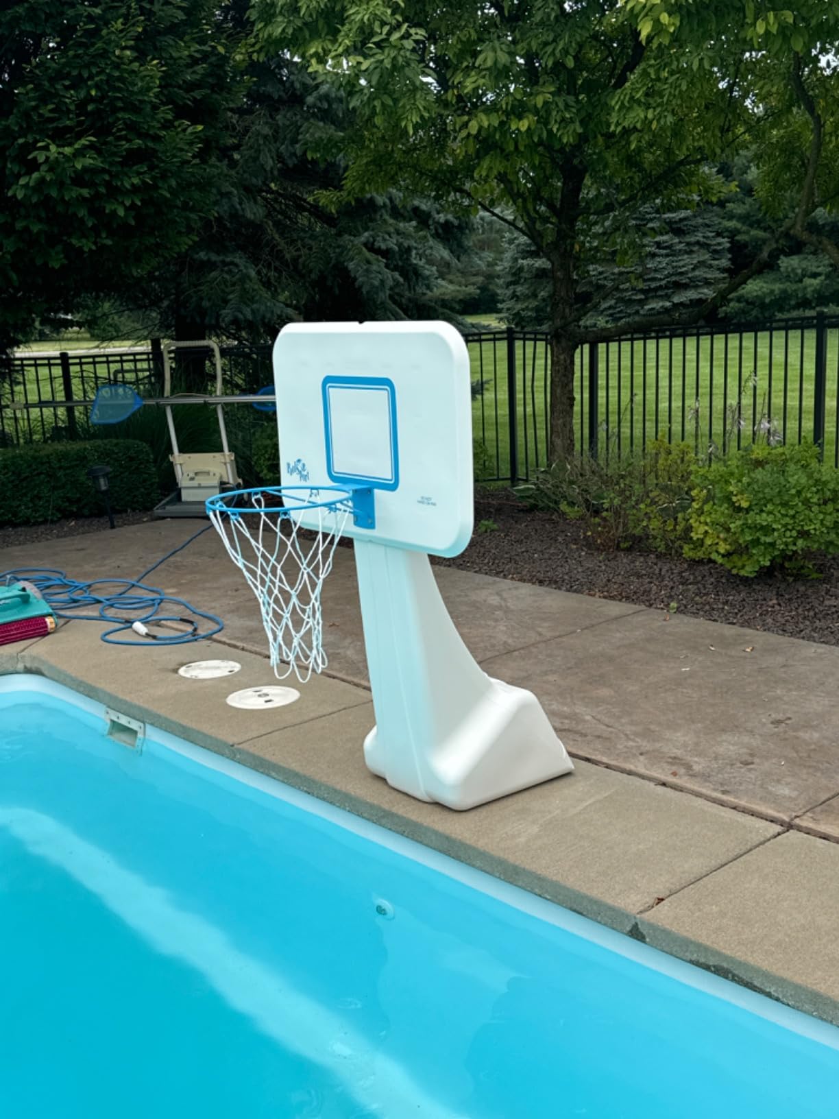Dunn-Rite PoolSport Swimming Pool Basketball Hoop w/Ball, Base, & 13.5 Inch Stainless Steel Rim, Choose Basketball or Volleyball Combo customer photo 2