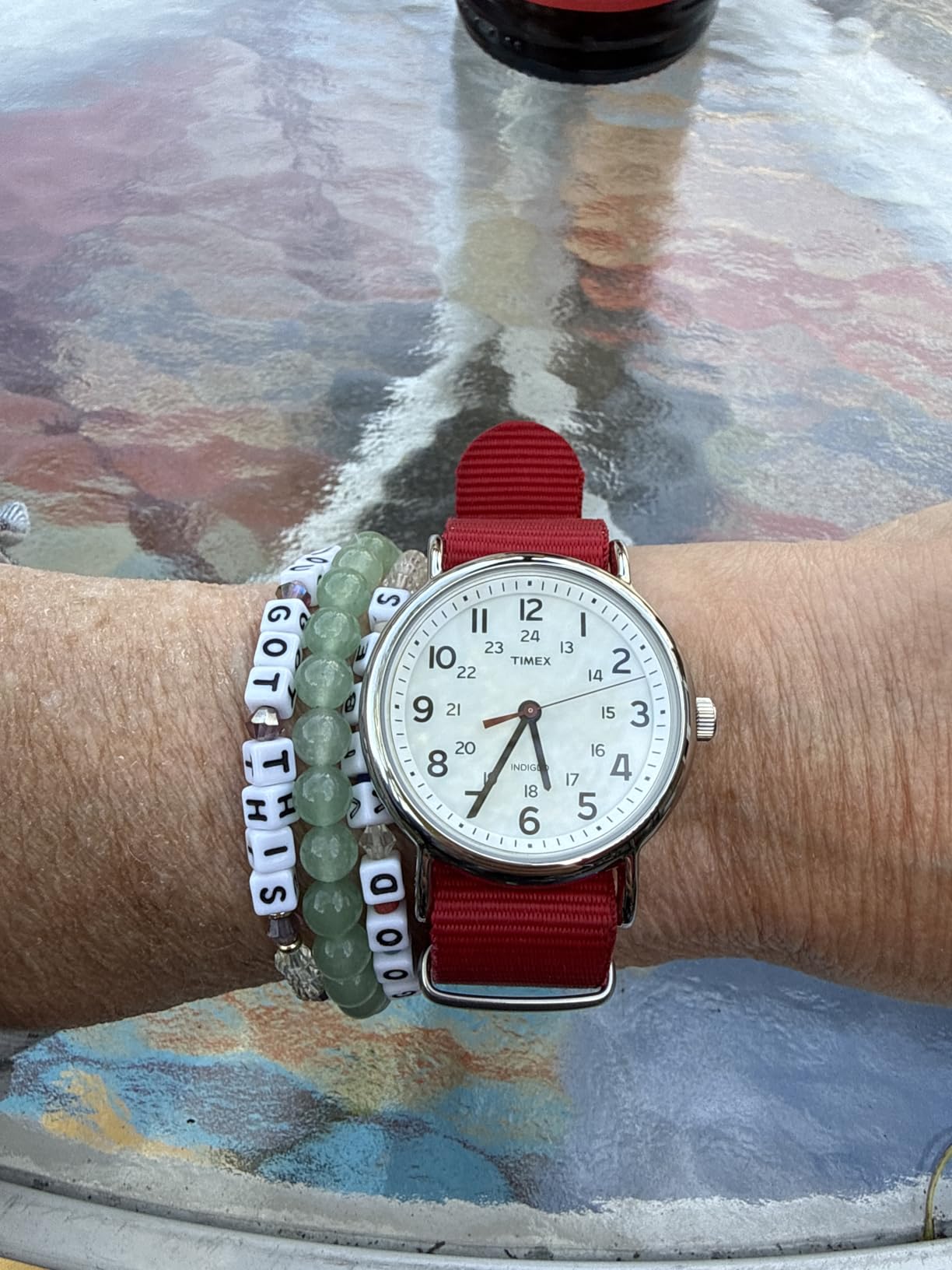 Timex Weekender 38mm Unisex Analog Watch | INDIGLO Backlight | Adjustable Durable Nylon Fabric Slip Through Strap | 24 Hour Time customer photo 2