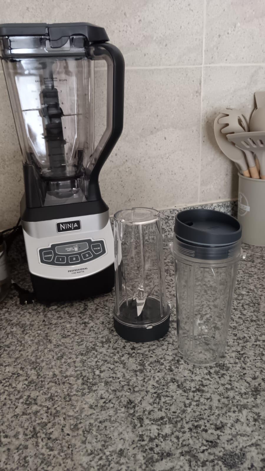 Ninja BL660 Professional Compact Smoothie & Food Processing Blender, 1100-Watts, 3 Functions -for Frozen Drinks, Smoothies, Sauces, & More, 72-oz.* Pitcher, (2) 16-oz. To-Go Cups & Spout Lids, Gray customer photo 1