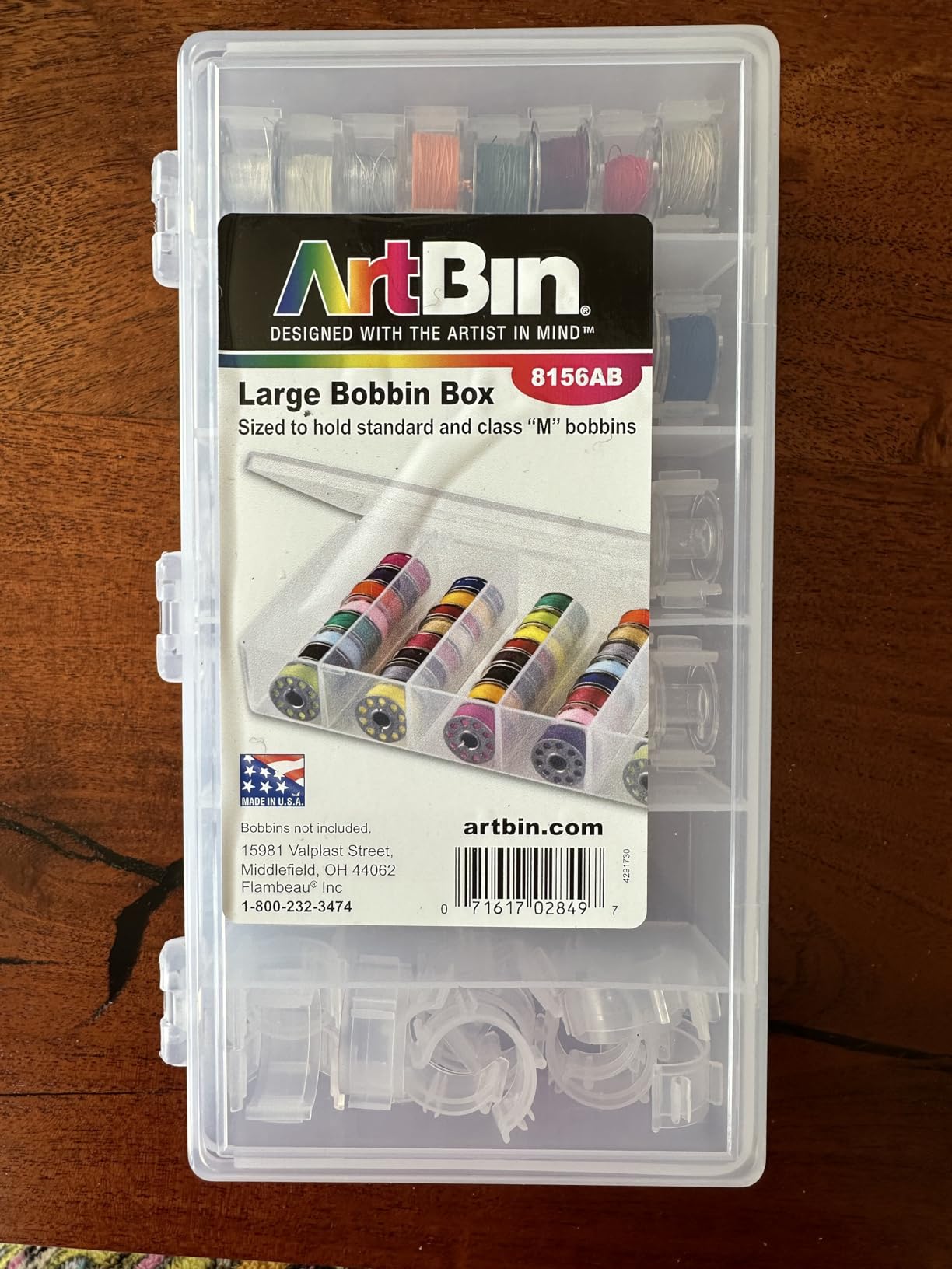 ArtBin 8156AB Large Bobbin Box, Sewing Bobbin Organizer, [1] Plastic Storage Case, Clear customer photo 1