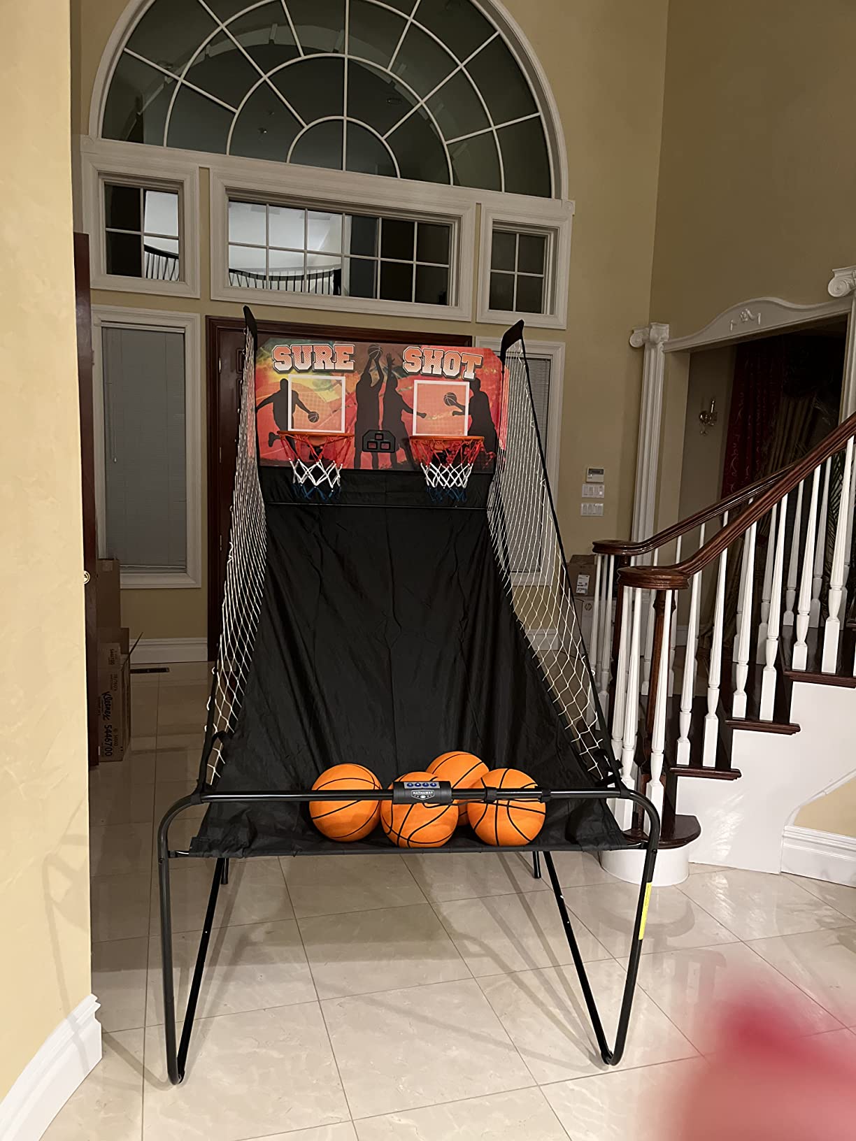 Hathaway Sure Shot 81-in Dual Basketball Arcade Game for Game Room - with LED Scoring, Foldable Indoor Basketball Game Design, Steel Frame, 8 Game Modes, Pump & Dual Hoops - Orange/Black Finish customer photo 1