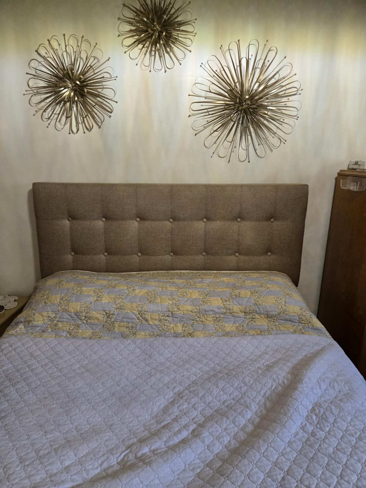 Modway Emily Tufted Button Linen Fabric Upholstered Full Headboard in Gray customer photo 2