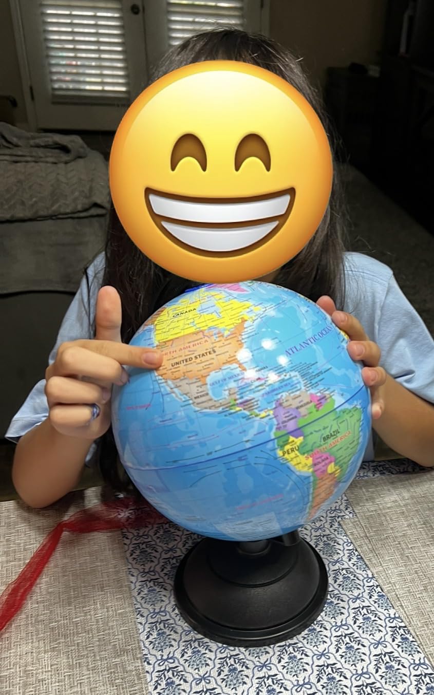 Juvale World Globe for Kids - 8-Inch, Multicolor with Plastic Stand - Educational Desk Globe with World Map for Kids & Classroom Decor customer photo 2