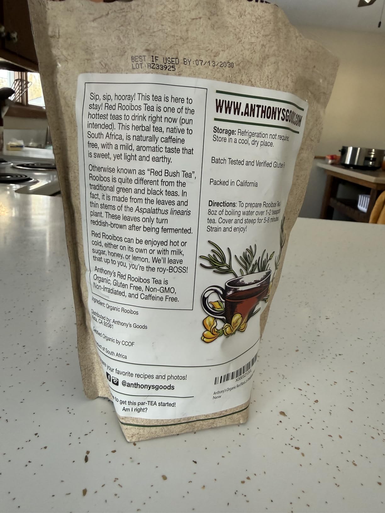 Anthony's Organic Red Rooibos Loose Leaf Tea, 1 lb, Gluten Free, Non GMO, Non Irradiated, Keto Friendly customer photo 1