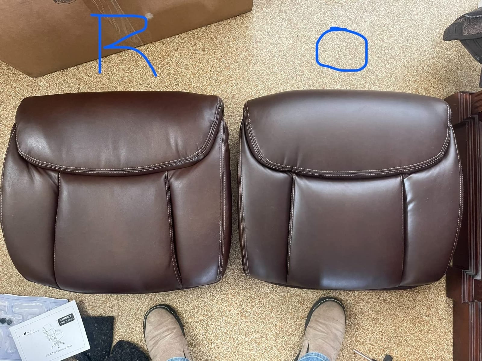 La-Z-Boy Big and Tall Executive Office Chair Lumbar Support, Leather Chair | Delano, Wood Arms Base, 350lb Capacity Home Office Chair, Memory Foam Seat Cushion, Adjustable Height & Tilt, Chestnut Brown customer photo 2