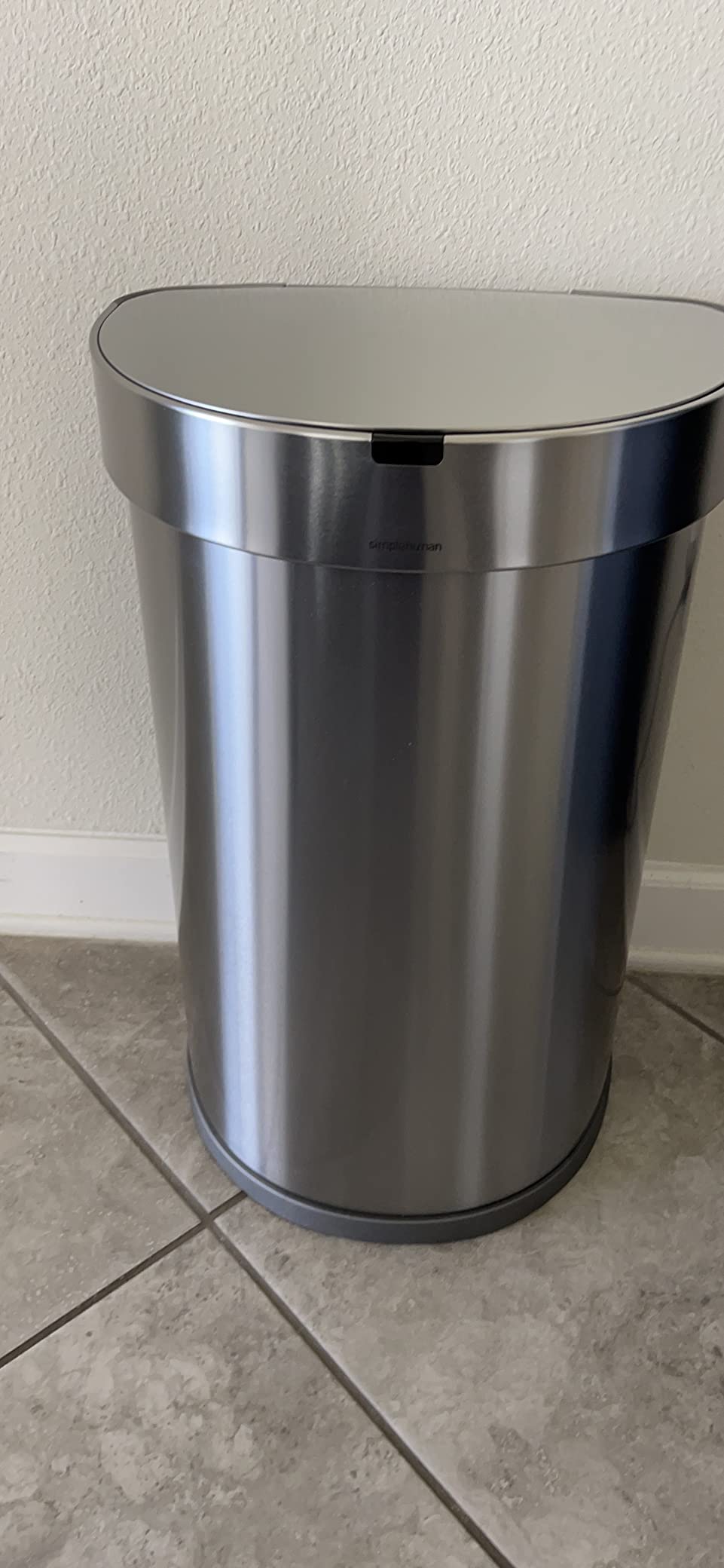 simplehuman 45 Liter / 12 Gallon Semi-Round Automatic Sensor Trash Can, Brushed Stainless Steel customer photo 1