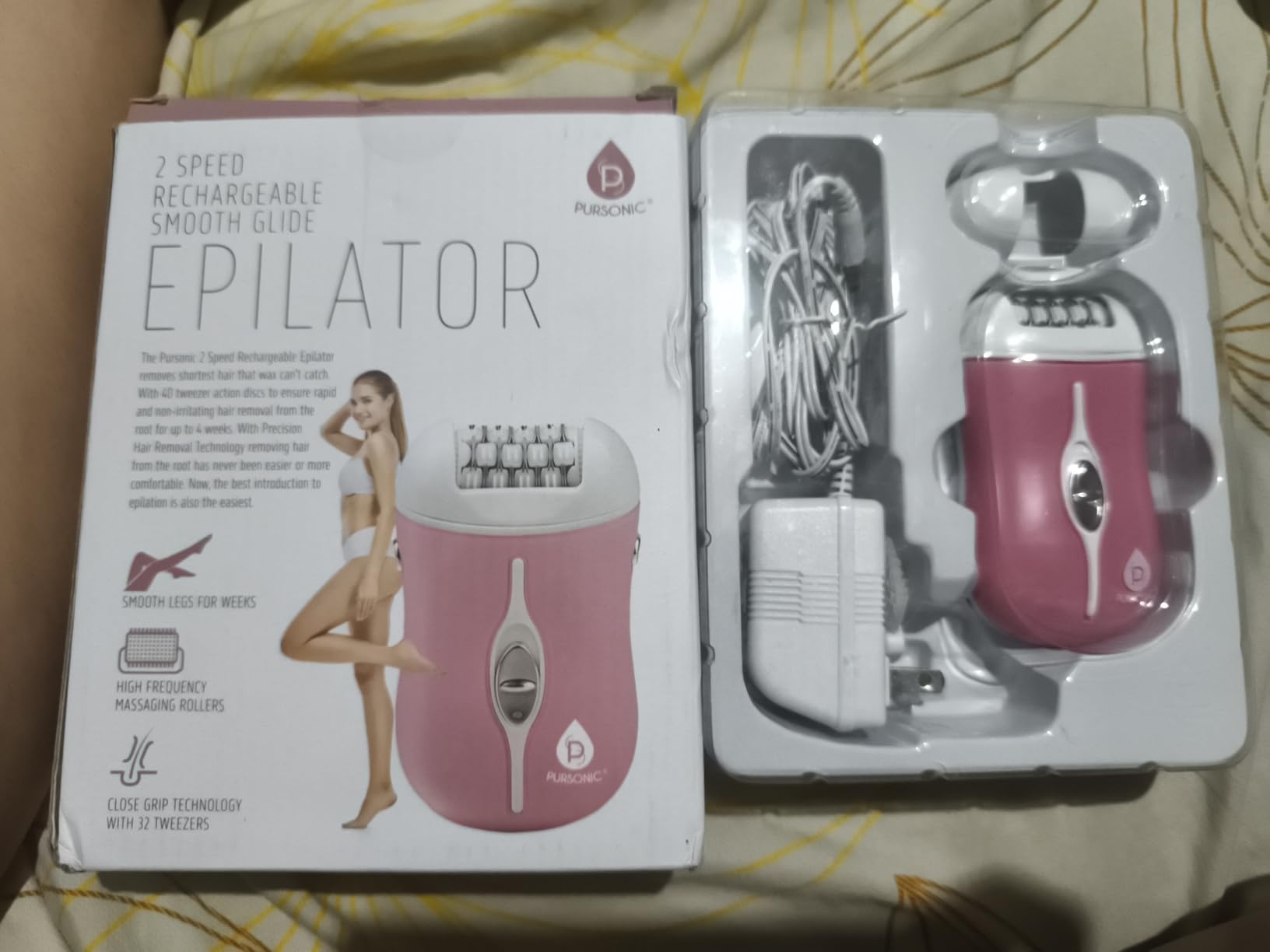 Pursonic Fe120P Cordless Epilator with 40 Tweezers - Rechargeable 2 Speed Epilators Hair Removal for Women - Compact Hair Removal Device for Arms, Legs, Underarms & Bikini Area (Pink) customer photo 2