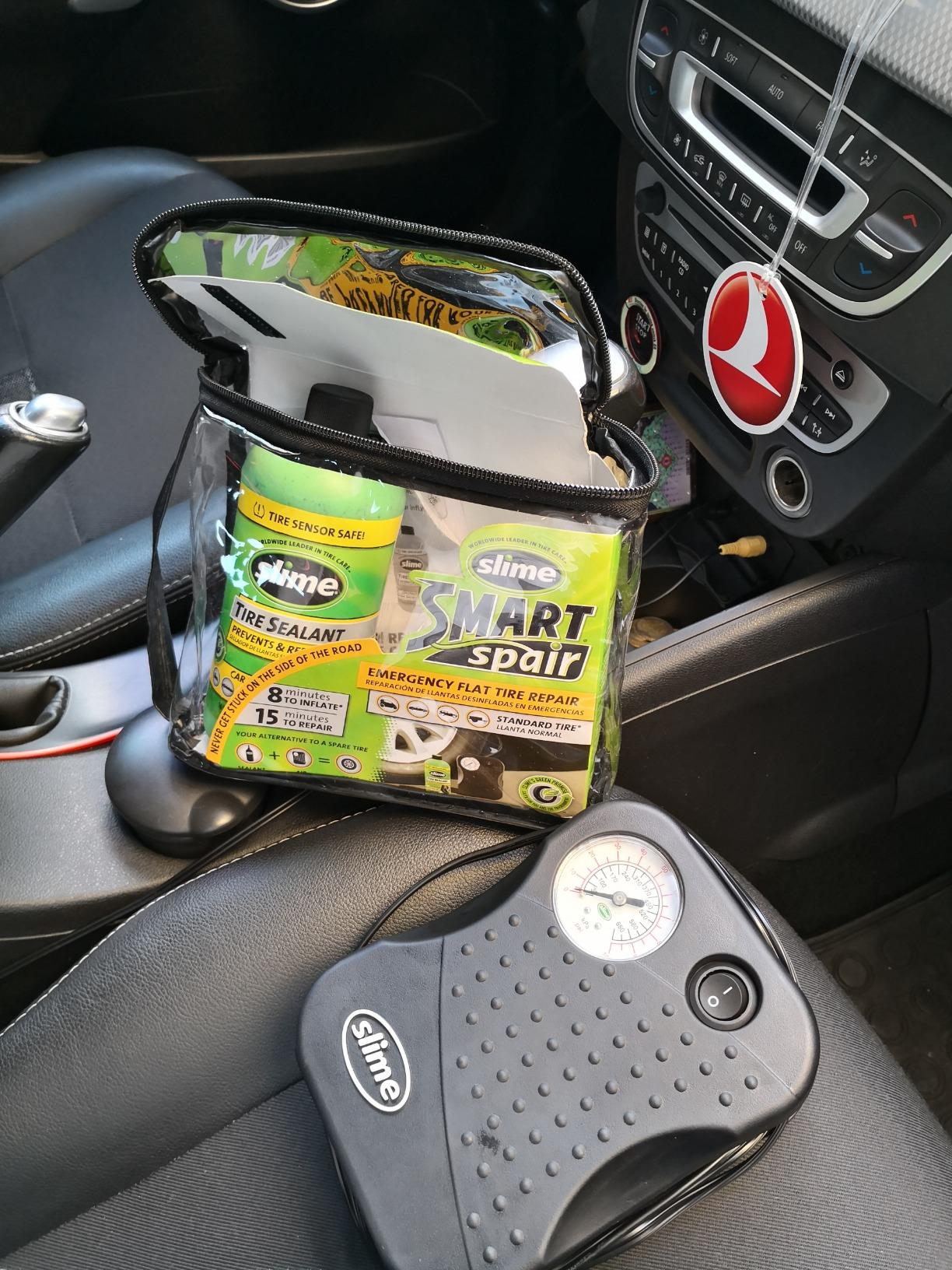 Slime 50107 Flat Tire Puncture Repair, Smart Spair, Emergency Kit For Car Tires, Includes Sealant And Tire Inflator Pump, Suitable For Cars And Other Highway Vehicles, 15 Min Fix customer photo 2
