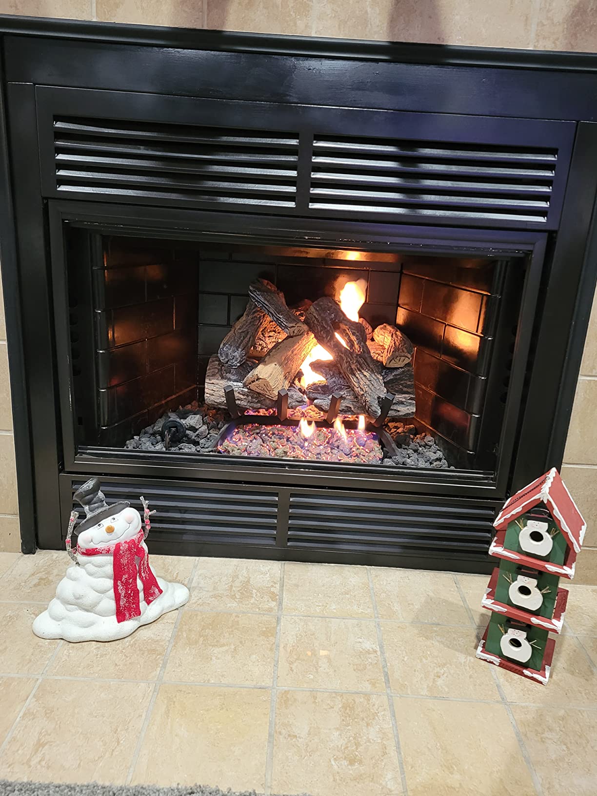 Duluth Forge Vented Natural Gas Fireplace Log Set - 24 in., 55,000 BTU, Match Light, Heartland Oak - Model# FNVL24-1 customer photo 1