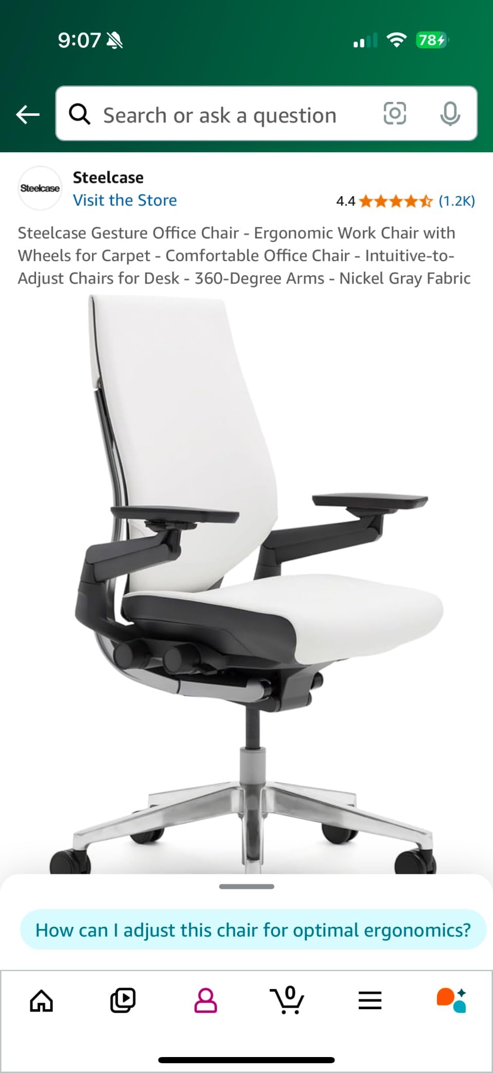 Steelcase Gesture Office Chair, Carpet Floors, Graphite Gray customer photo 2