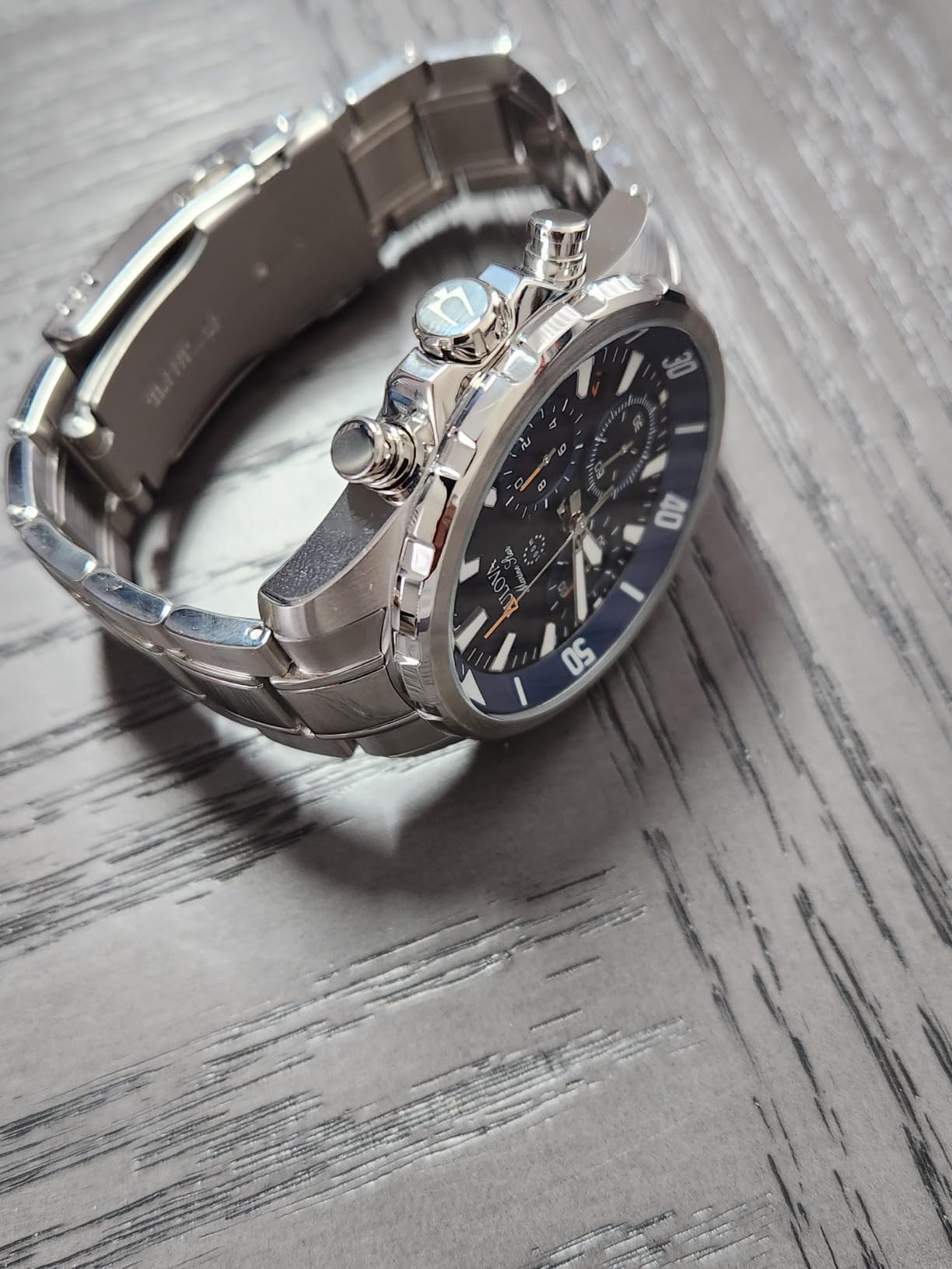 Bulova Men's Marine Star Series B Stainless Steel 6-Hand Chronograph Quartz Watch, Blue Dial Style: 96B256 customer photo 2