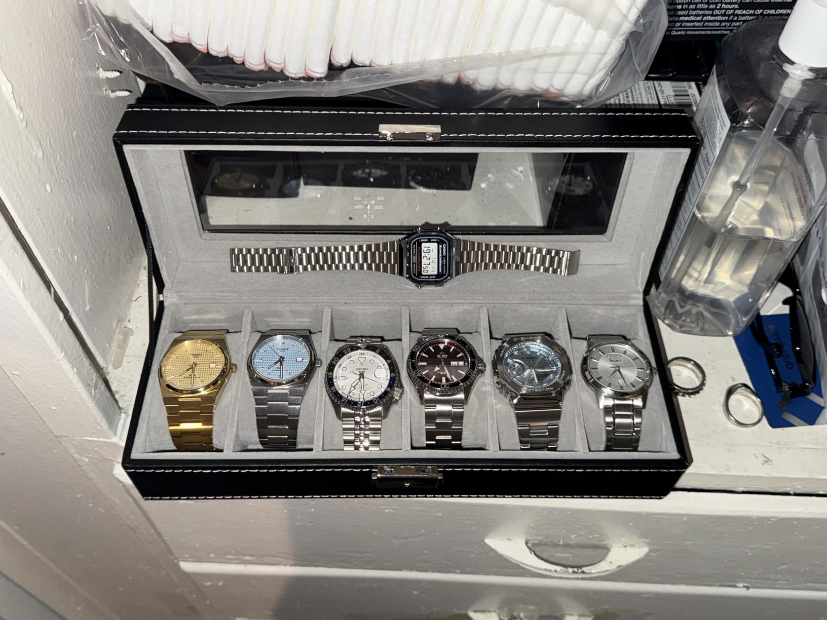 NEX 6 Slots Watch Box Organizer for Men, Black Watch Holder Display Case customer photo 1