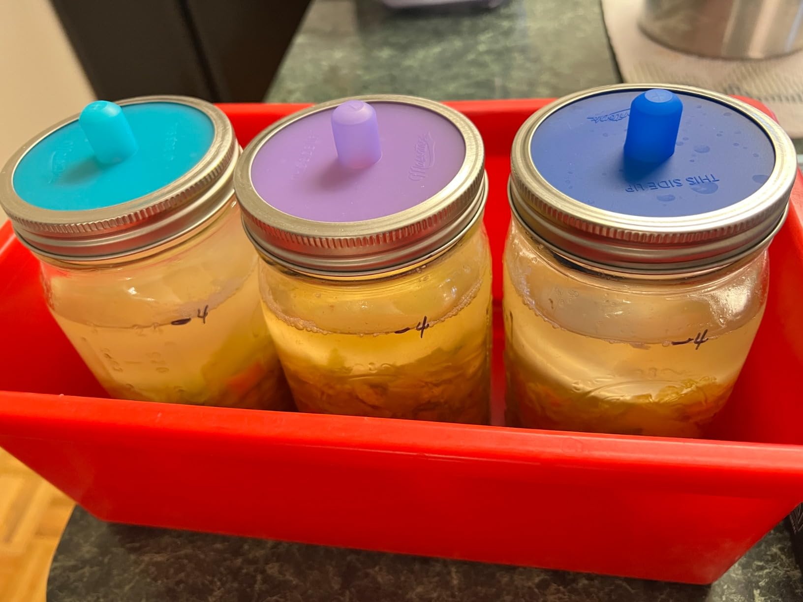 Masontops Complete Mason Jar Fermentation Kit - Pickle Kit, Sauerkraut Making Kit Kimchi Container - Fermentation Airlock Lids Wide Mouth Mason Jars customer photo 1