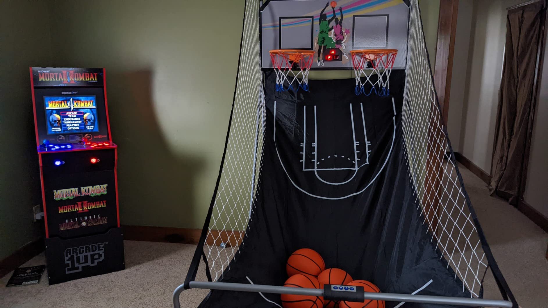 Giantex Foldable Basketball Arcade Game, 8 Game Options, Electronic Double Shot 2 Player w/ 4 Balls and LED Scoring System, Indoor Basketball Game for Kids, Adults customer photo 2