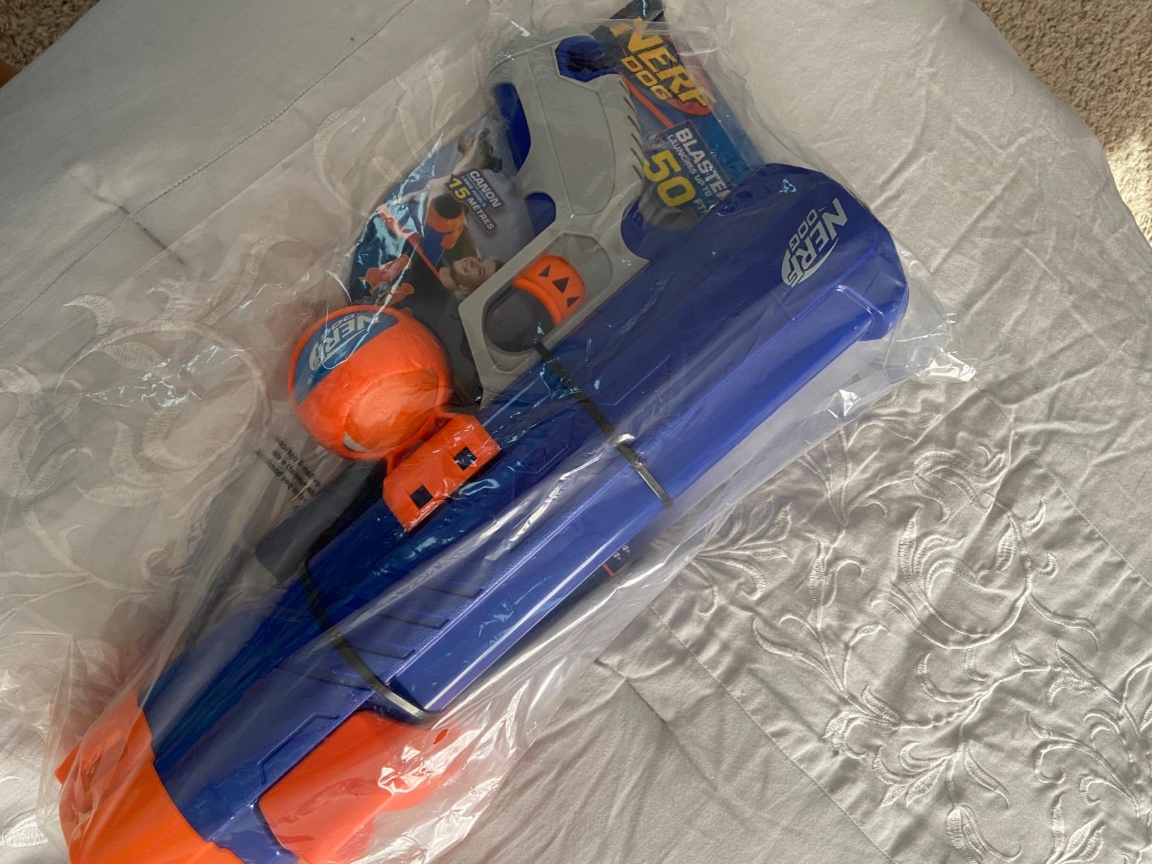 Nerf Dog Tennis Ball Blaster Dog Toy Blue/Orange, 16 Inch Compact Blaster with 1 Ball customer photo 1