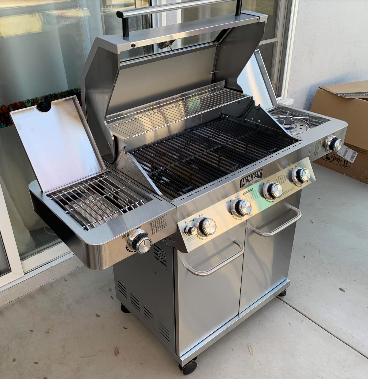 Monument Grills Larger 4+2 Burner Propane Gas Grills Stainless Steel Cabinet Style with Clearview® Lid, Knob Controls, Built-In Thermometer, Infrared Side Sear Burners & Side Burners, Outdoor Use customer photo 1