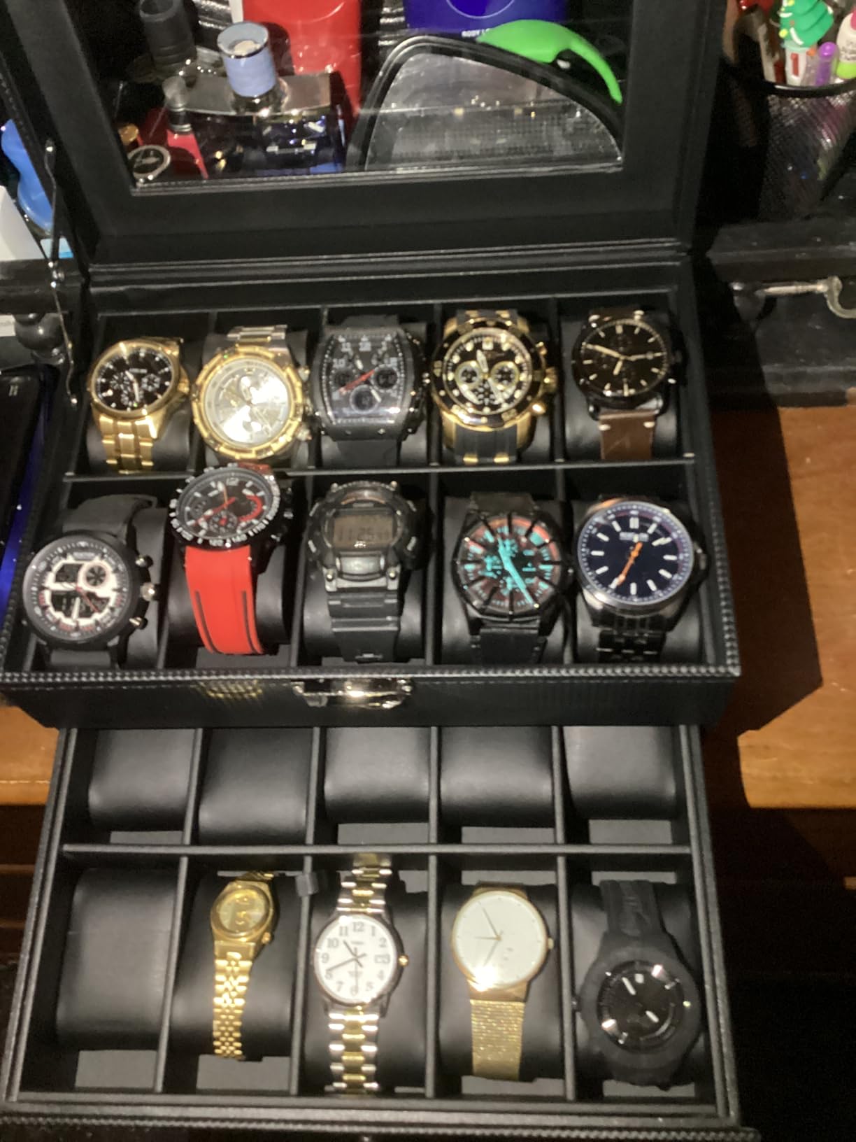 BEWISHOME Watch Case, 20-Slot Watch Box Organizer with Large Glass Lid customer photo 1