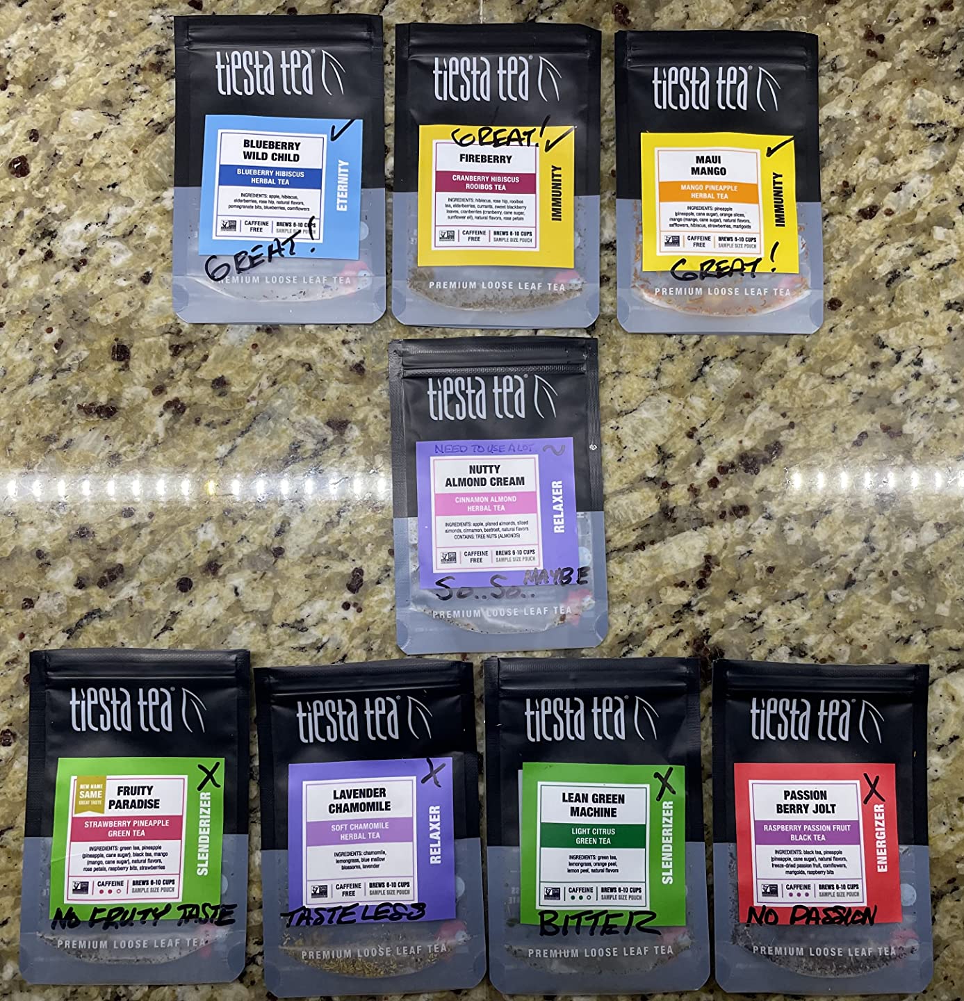 Tiesta Tea 8 Herbal & Rooibos Sampler Dry Flight Set 8 Pouches customer photo 2