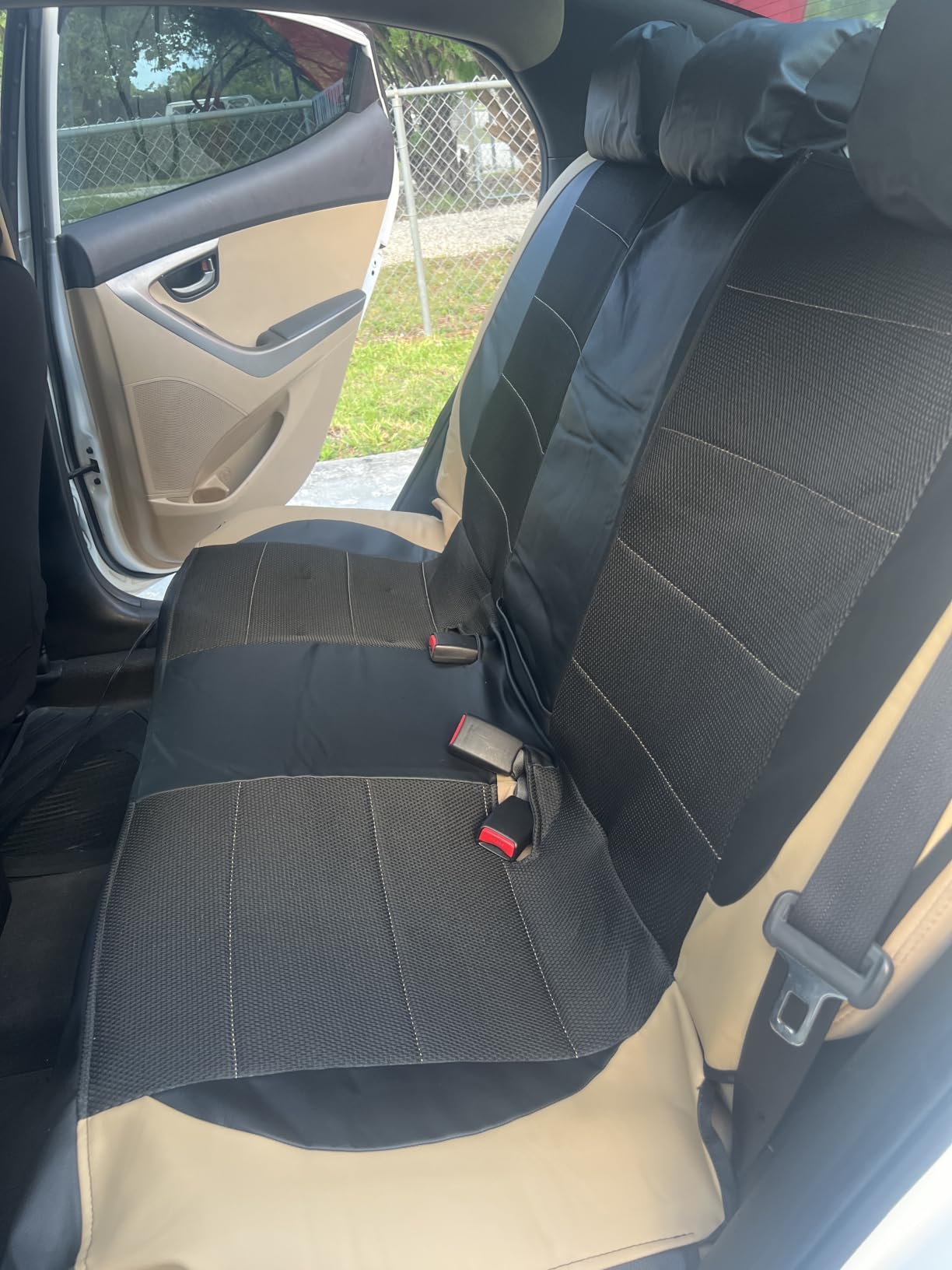 CAR PASS Universal Leather car seat Covers Sport fits Most Cars, SUVs, Trucks, and Vans (Full Set, Black Red) customer photo 1