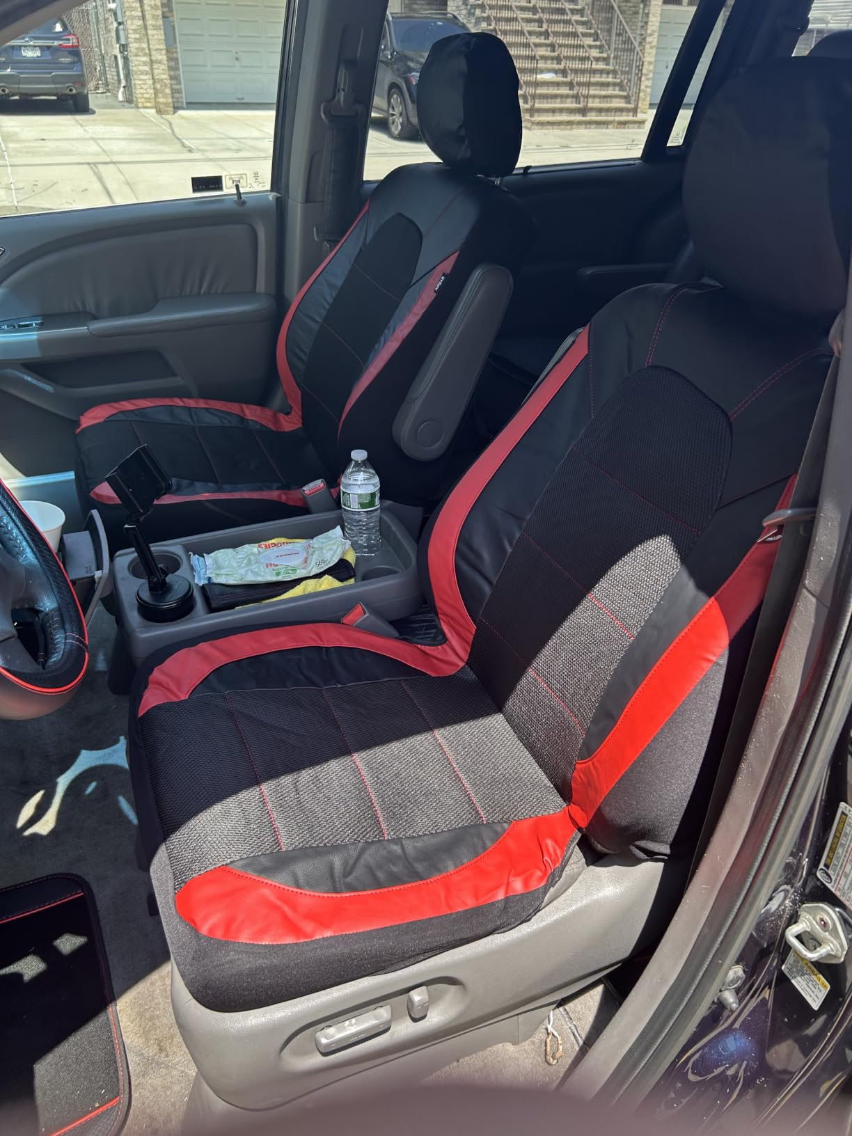 CAR PASS Universal Leather car seat Covers Sport fits Most Cars, SUVs, Trucks, and Vans (Full Set, Black Red) customer photo 2