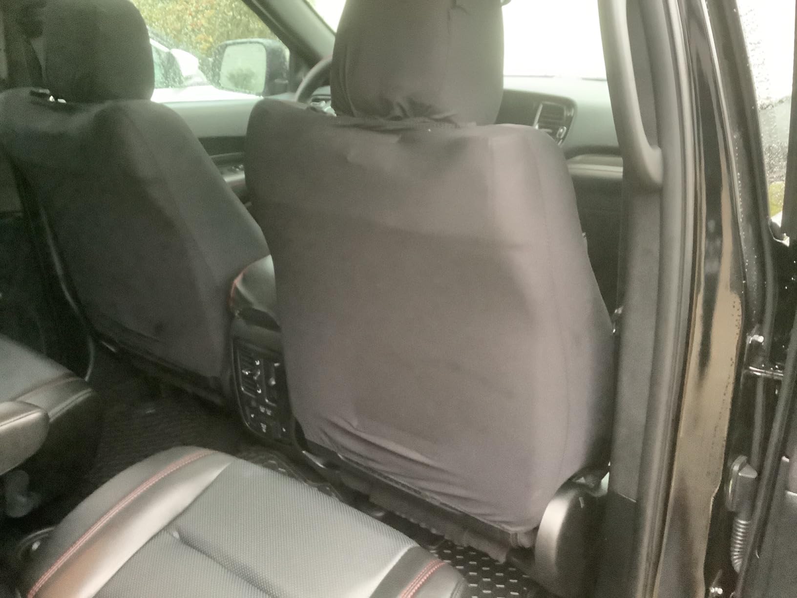 CAR PASS Universal FIT Piping Leather Car Seat Cover, for suvs,Van,Trucks,Airbag Compatible,Inside Zipper Design and Reserved Opening Holes (Full Set, Black and Red) customer photo 1