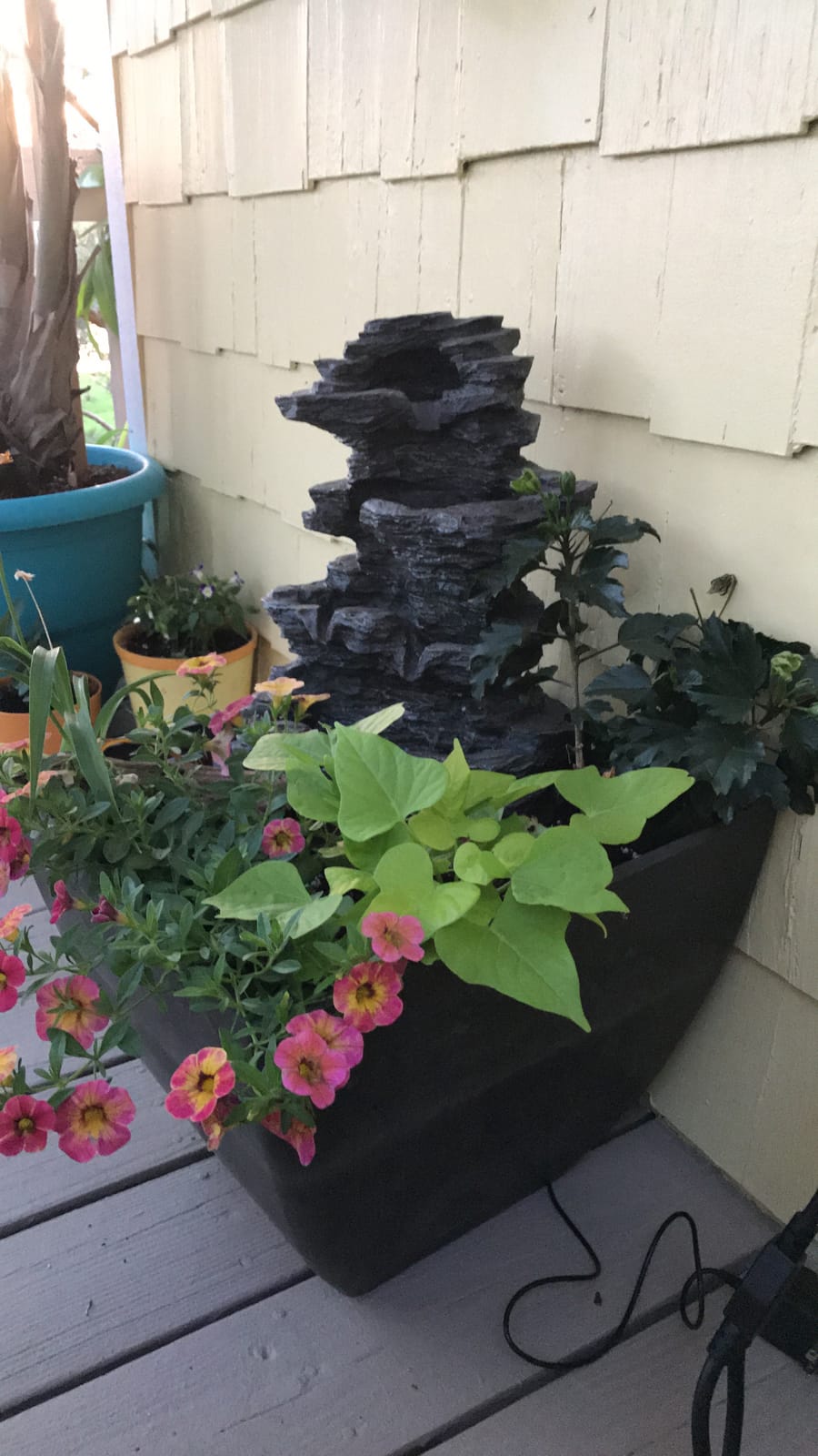 Pure Garden Tabletop Cascading Rock Waterfall Fountain with Lights, Gray customer photo 1