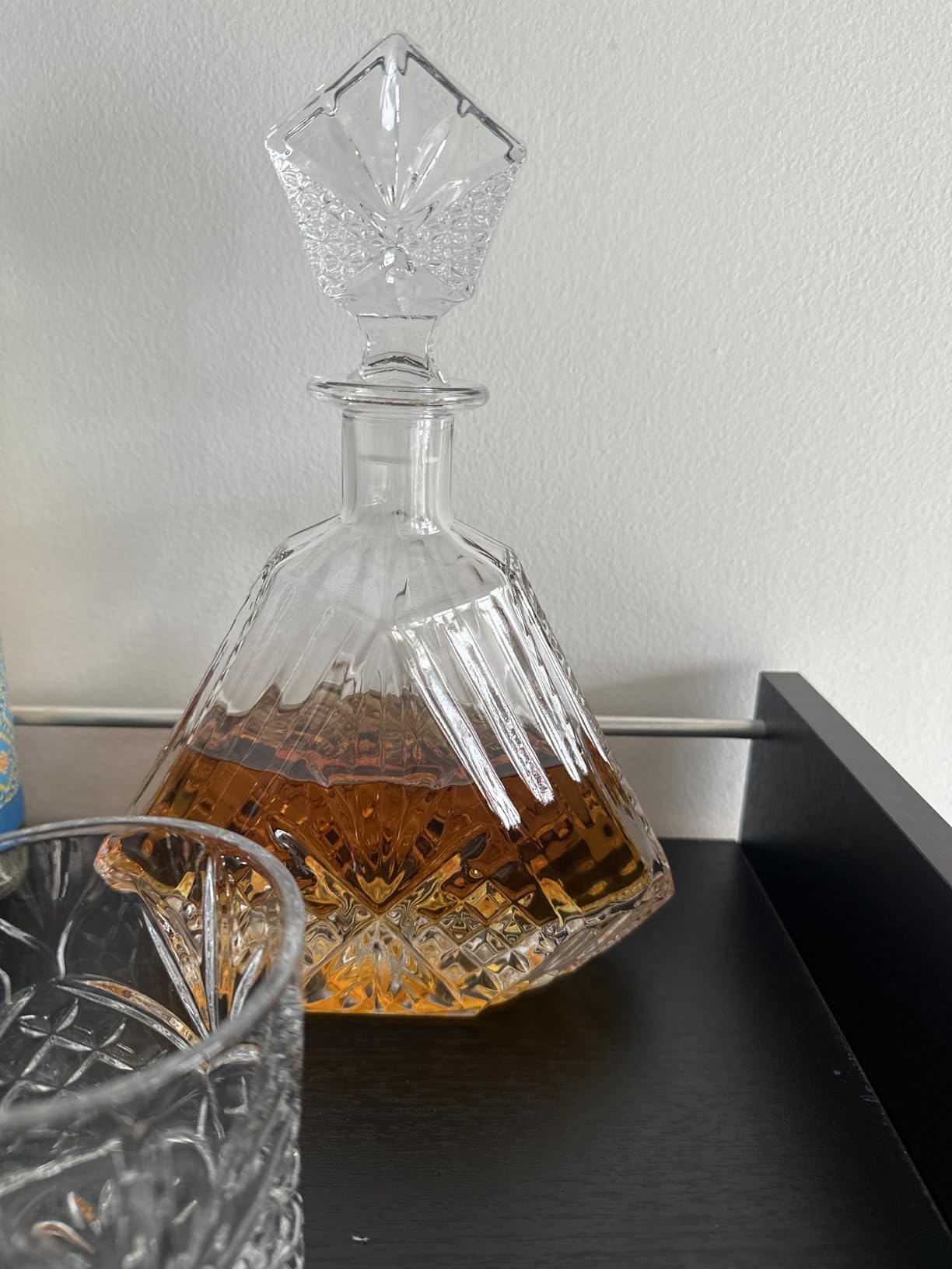 Whiskey Decanter Set with 2 Old Fashioned Whisky Glasses for Liquor Scotch Bourbon or Wine - Irish Cut Triangular Clear customer photo 1