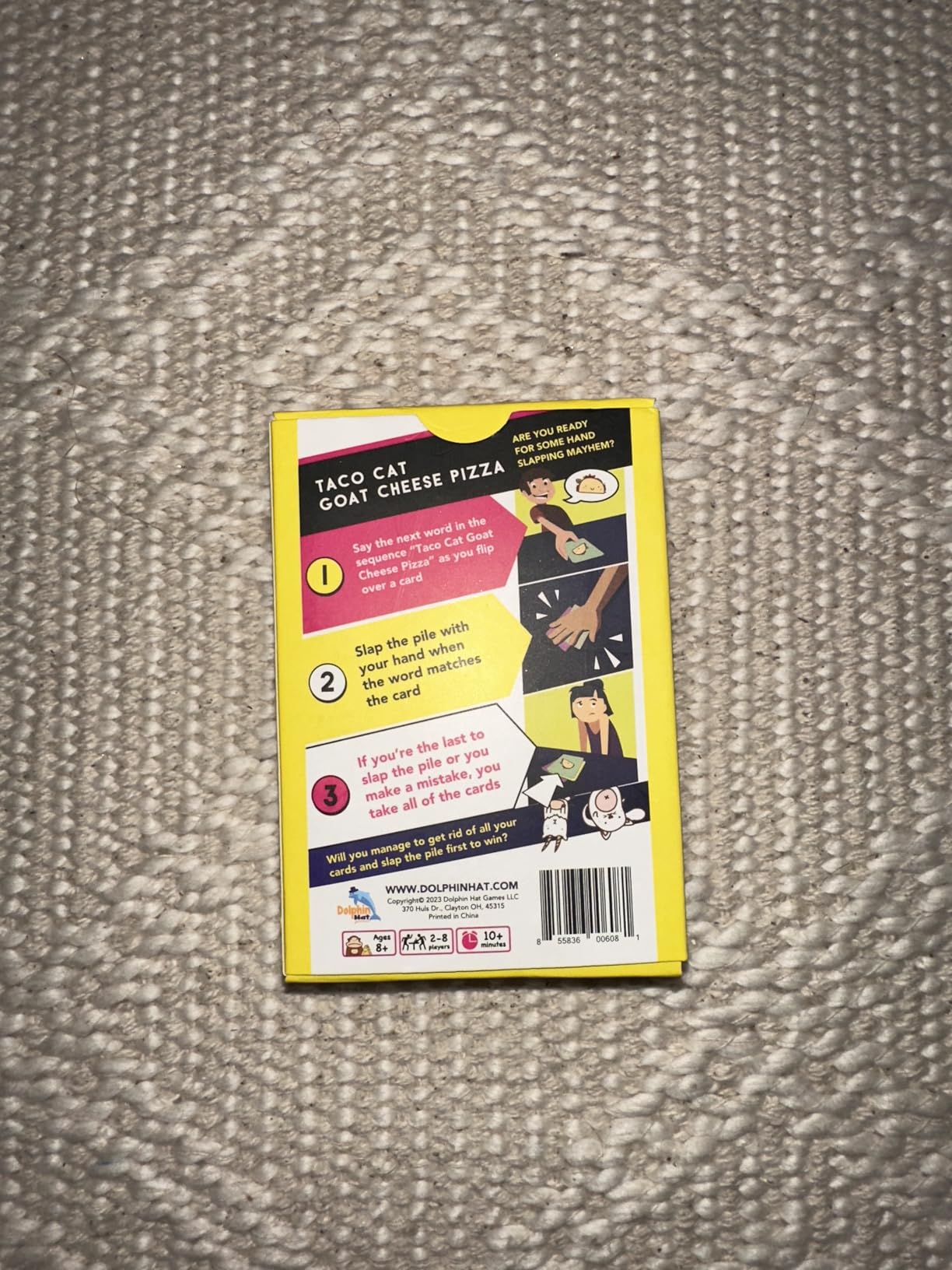 Taco Cat Goat Cheese Pizza Card Game by Taco Cat Games, Age 7+, 2-8 Players | 10 min rounds, Slap pile when word matches card, Action cards add twists, Builds reflexes, Fun for all ages customer photo 1