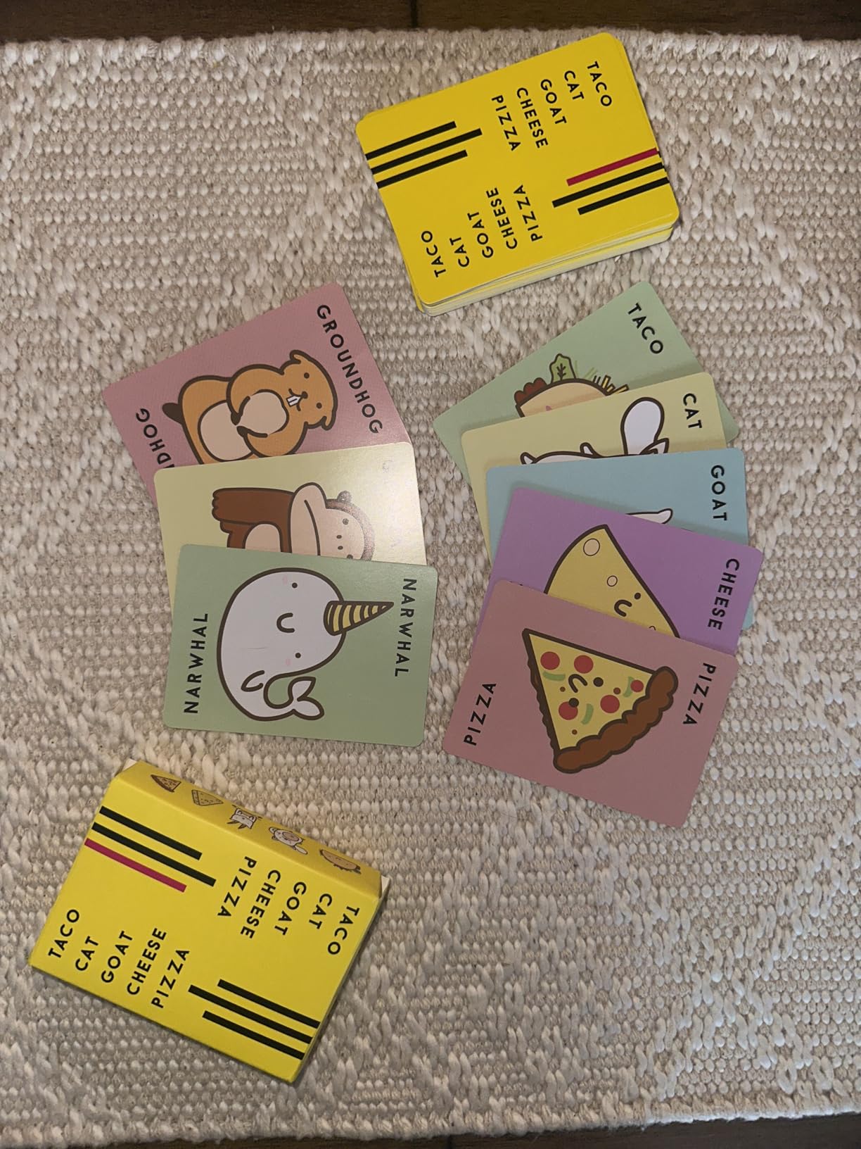 Taco Cat Goat Cheese Pizza Card Game by Taco Cat Games, Age 7+, 2-8 Players | 10 min rounds, Slap pile when word matches card, Action cards add twists, Builds reflexes, Fun for all ages customer photo 2