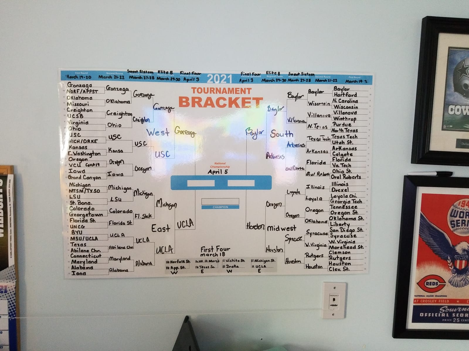 Copy King 2026 Men's March Basketball Tournament Dry Erase Bracket Poster 24