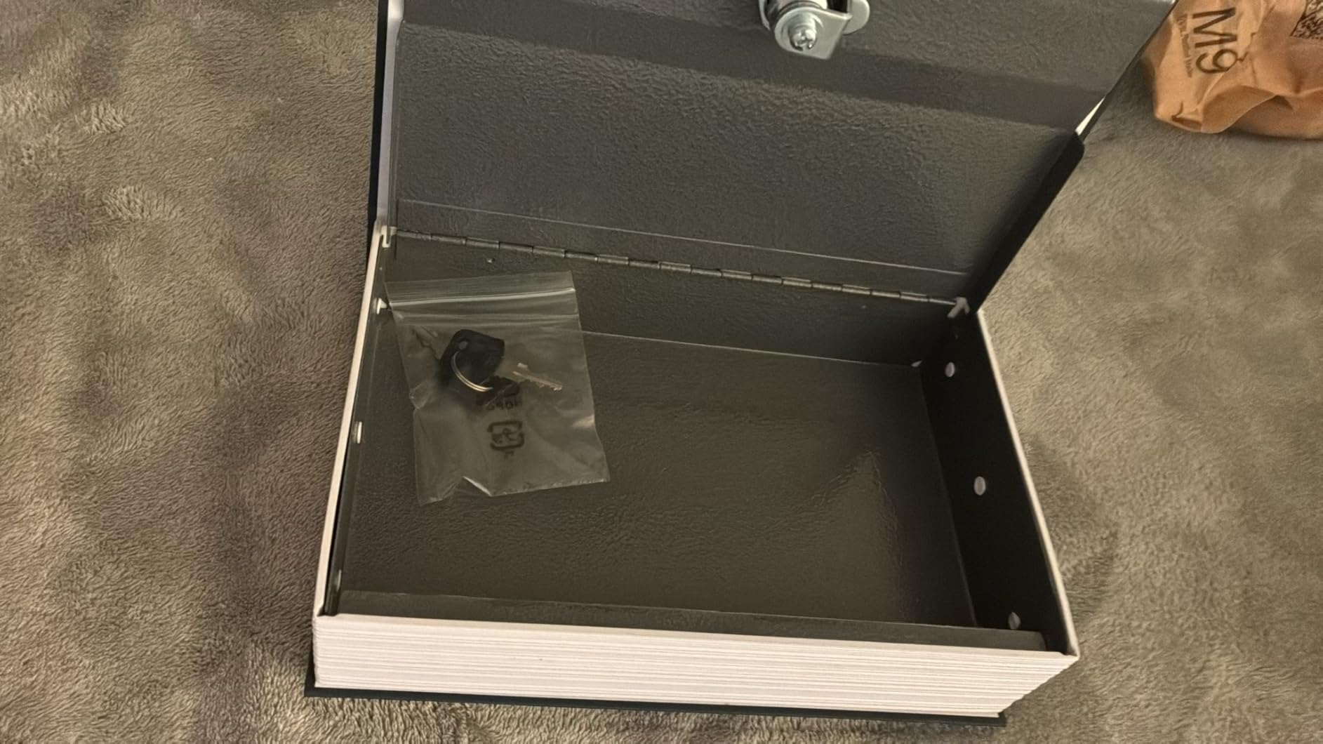 Amazon Basics Portable Diversion Book Safe, Secret Hidden Lock Box with Key Lock for Valuables, Hidden Storage Compartment Disguised as a Book, Large, Blue customer photo 1