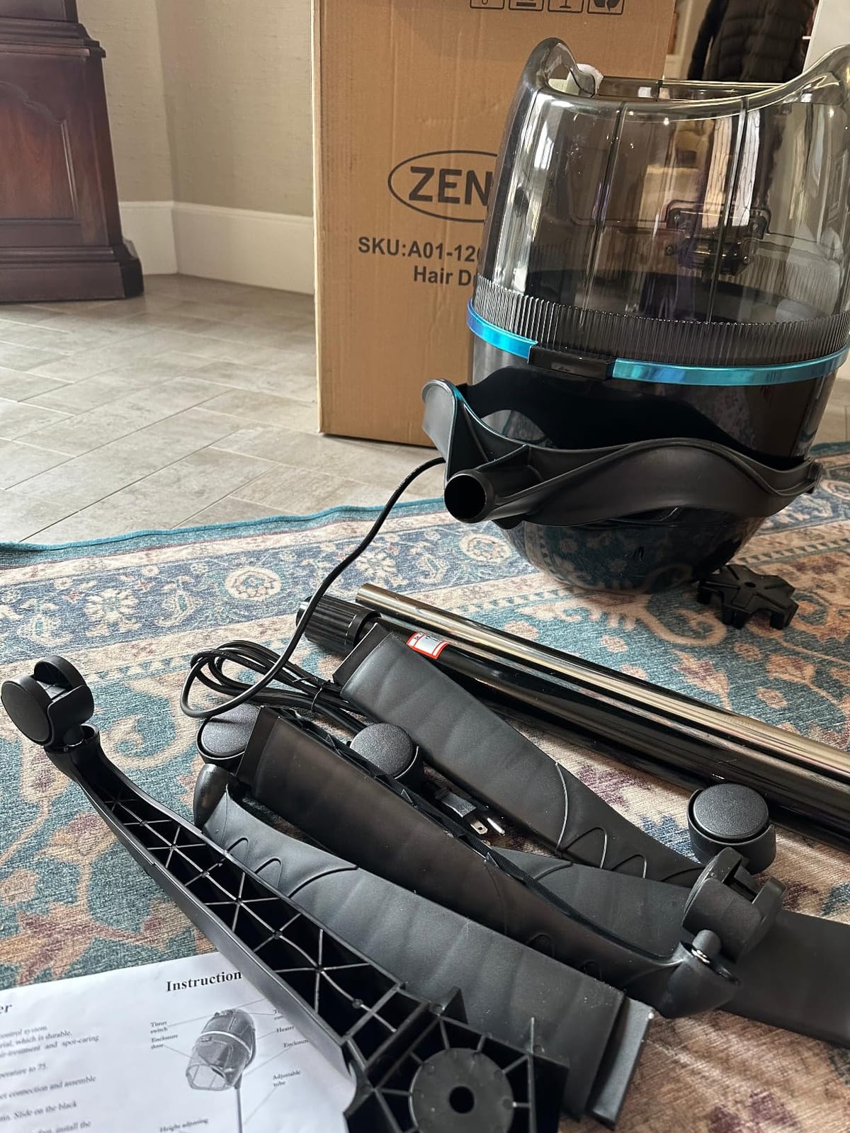 ZENY Professional Stand Up Hair Dryer, 1300W Bonnet Dryer Adjustable Height customer photo 2