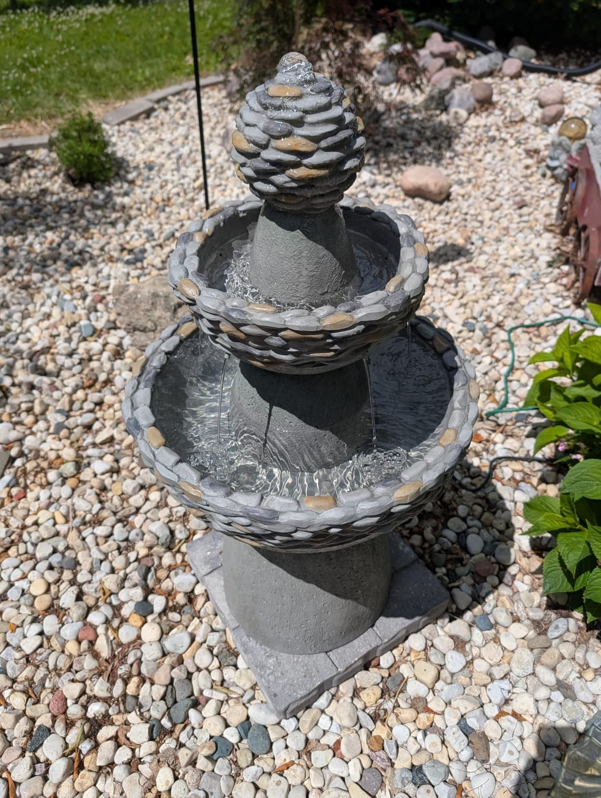 Teamson Home Lily Flower Floor Pedestal 3 Tiered Floor Waterfall Fountain with Pump for Outdoor Patio Garden Backyard Decking, 38 Inch Height, Dark Gray customer photo 1
