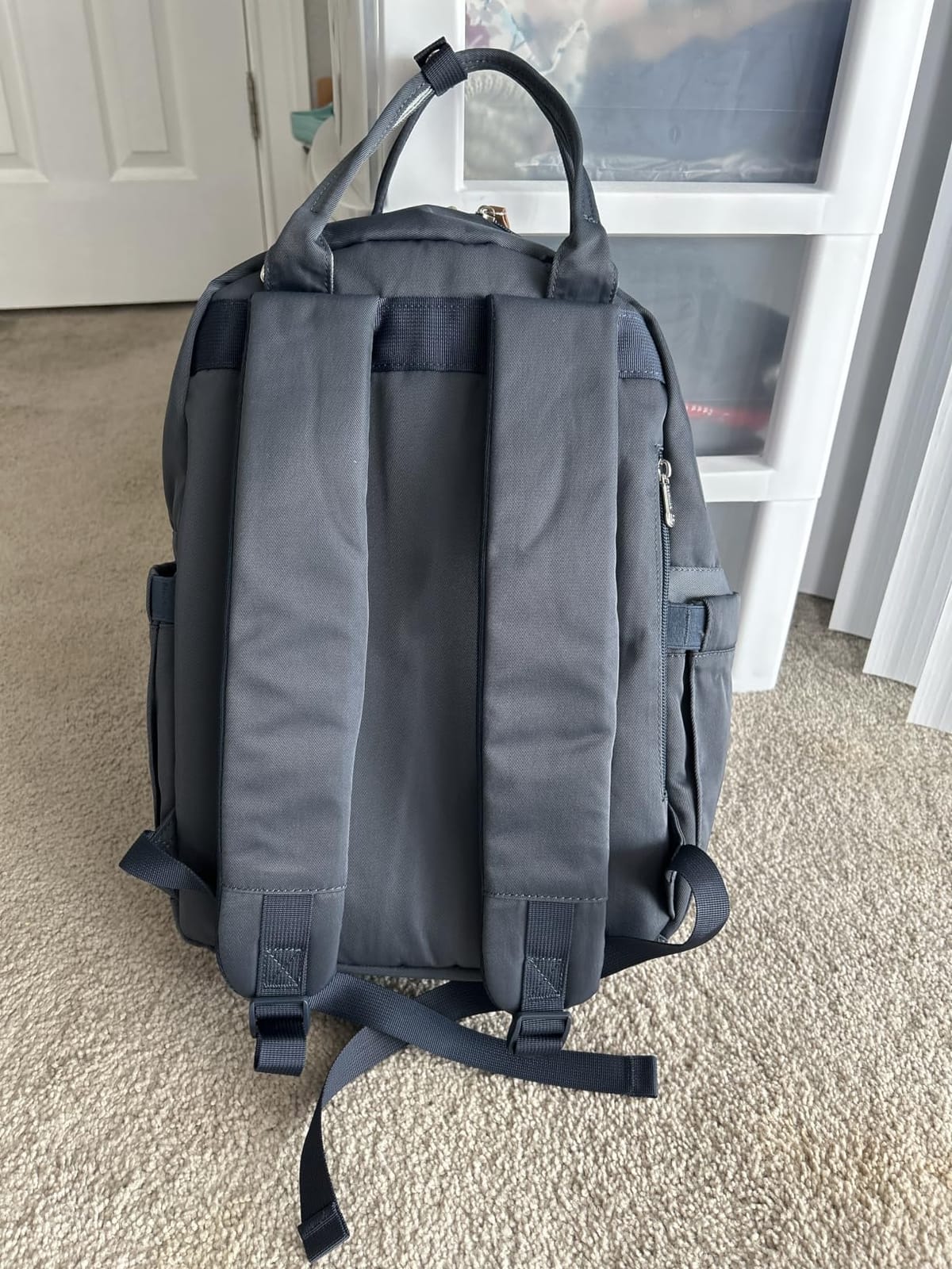 RUVALINO Diaper Bag Backpack-Multifunction Travel Baby Diaper Bag with Changing Pad, Insulated Bottle Holders & Pacifier Case, Large Capacity, Waterproof, Gray customer photo 2