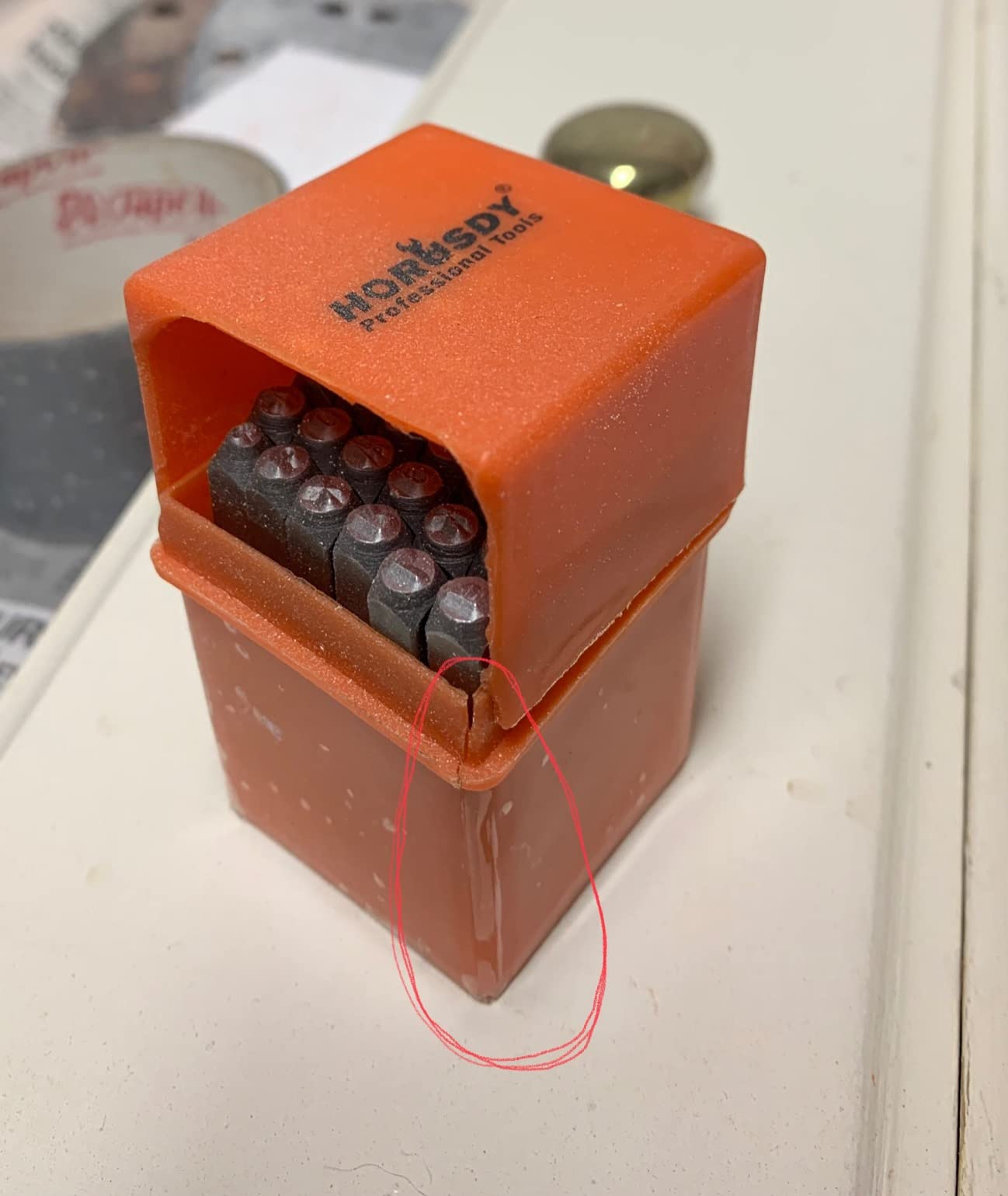 HORUSDY 37-Piece Number and Letter Stamp Set 1/8 (3mm) (A-Z & 0-9 + Love) Punch Perfect for Imprinting Metal Stamping kit, Plastic, Wood, Leather. customer photo 2