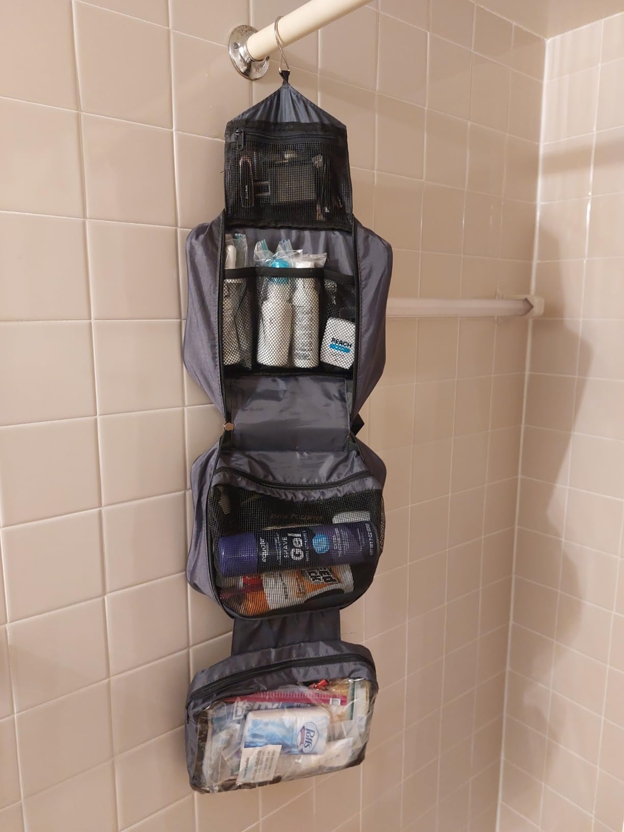 Maliton Toiletry Bag for Men & Women Travel Toiletry Bag Hanging Toiletry Bag Hygiene Bag with 4 Compartments Waterproof Bathroom Shower Bag for Traveling(Black) customer photo 1